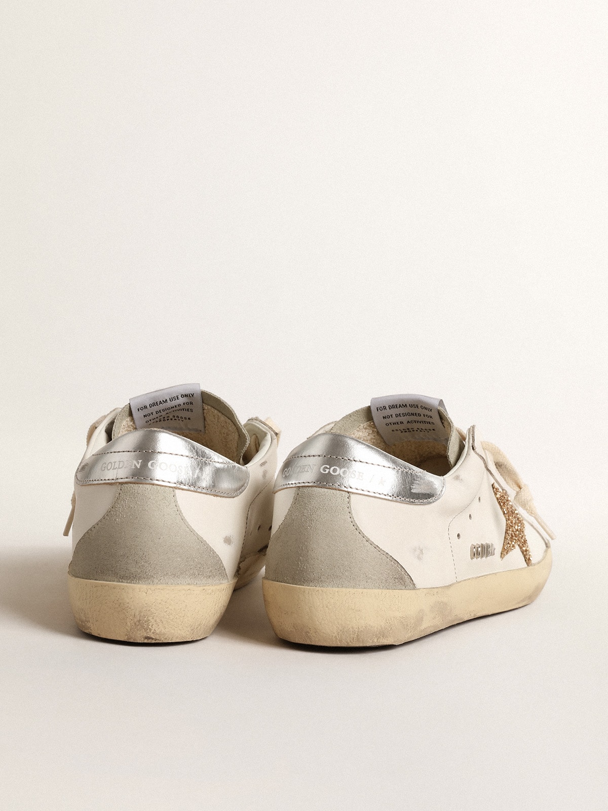 Golden Goose - Women's Super-star With Gold Glitter Star And Ice-gray Suede Inserts, Woman