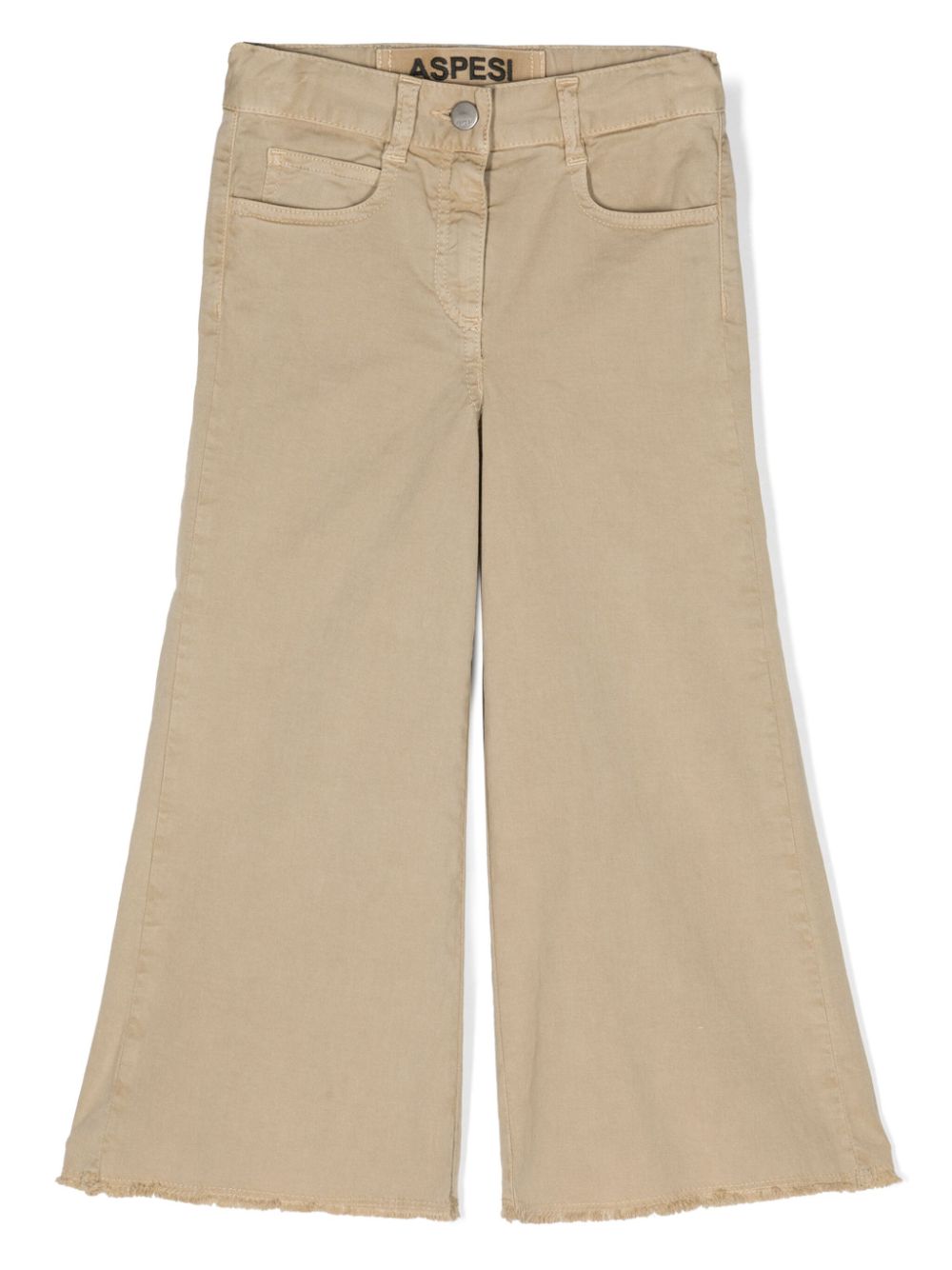 Wide-leg frayed-hem trousers - Neutrals