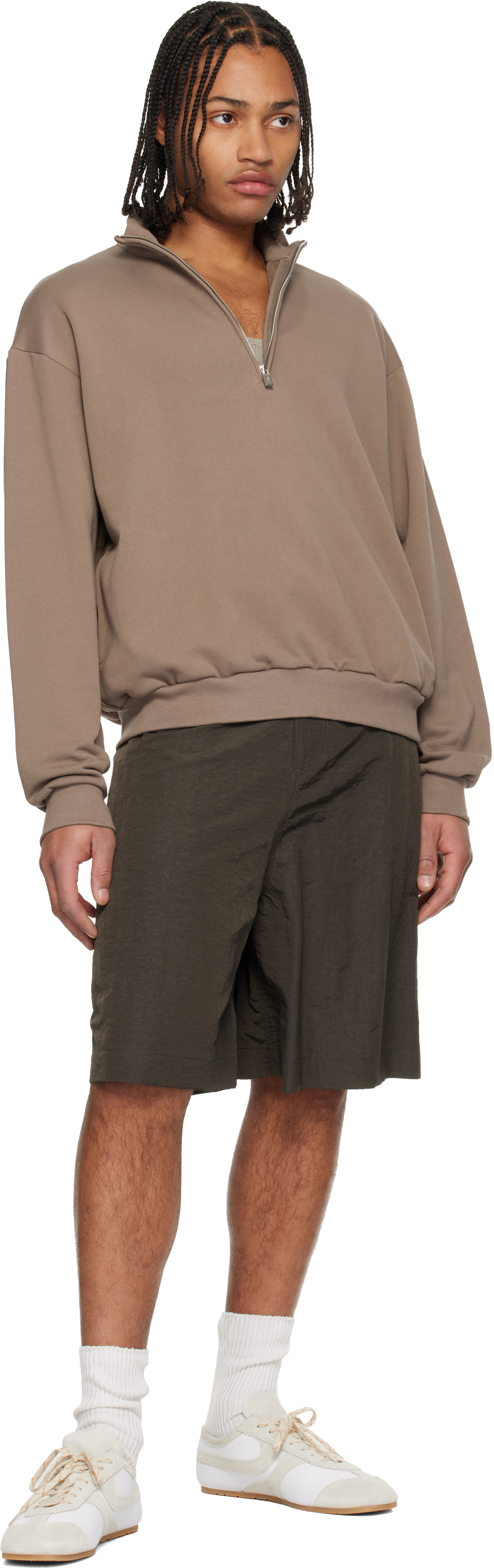Brown Half-Zip Sweatshirt