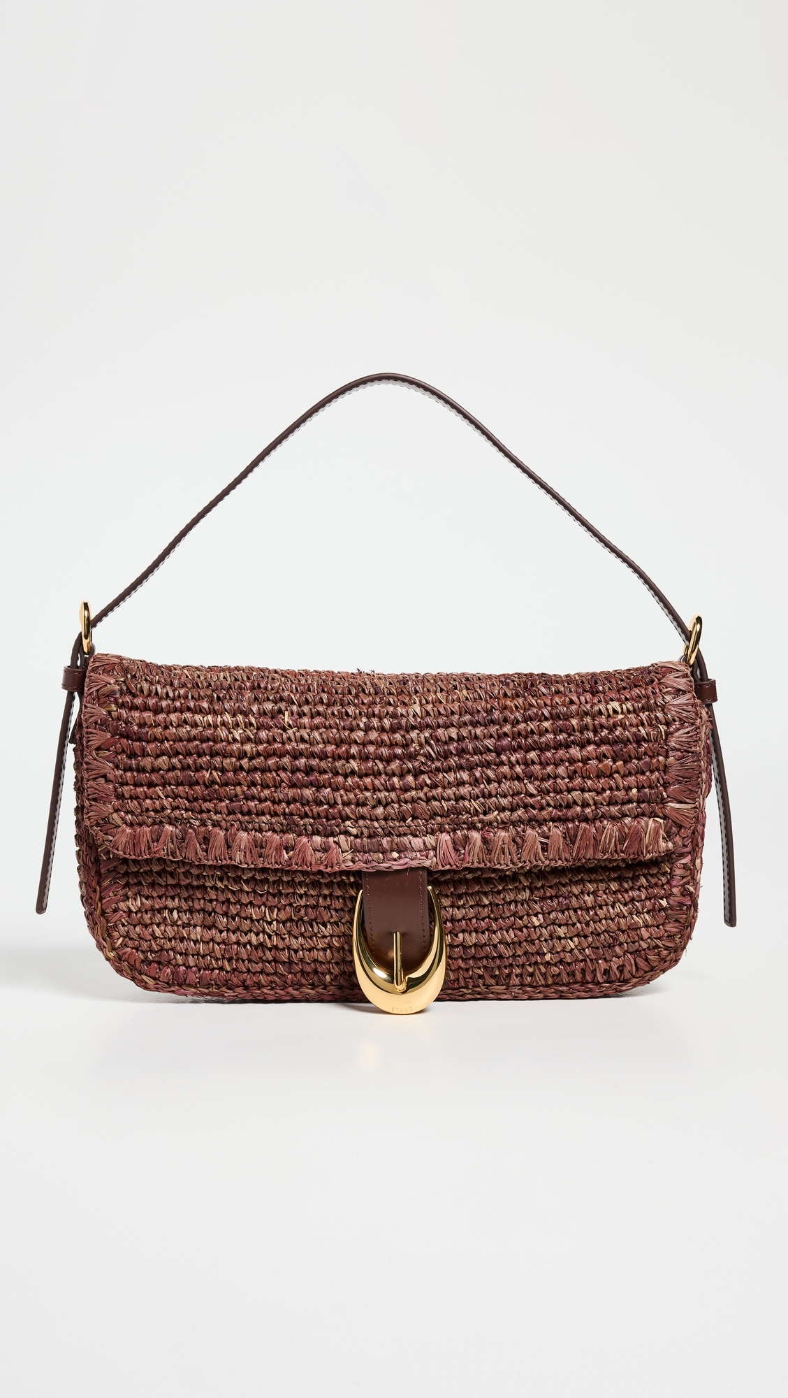 Harlow Raffia Shoulder Bag Mahogany One Size