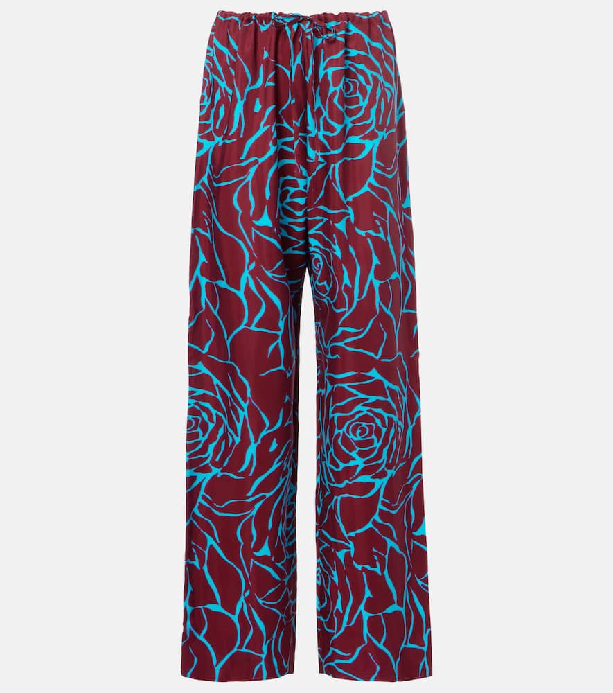 Floral jersey straight pants