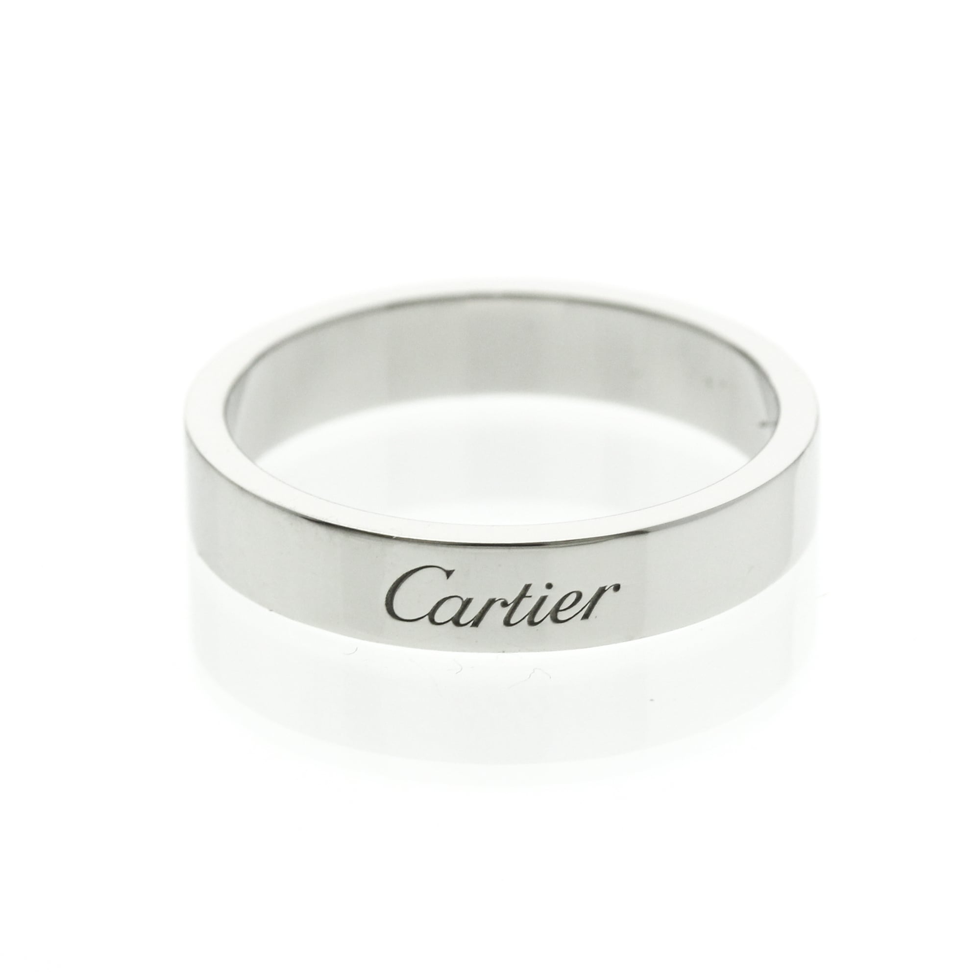 Cartier C De Cartier Wedding Band Ring Platinum Silver Platinum Ring Jewelry Pre-Owned