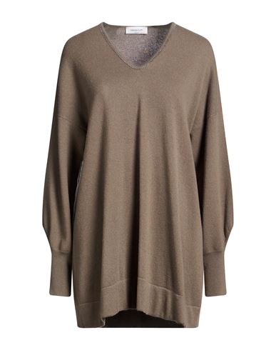 Woman Sweater Khaki Size 10 Pure virgin wool IWS, Silk, Cashmere