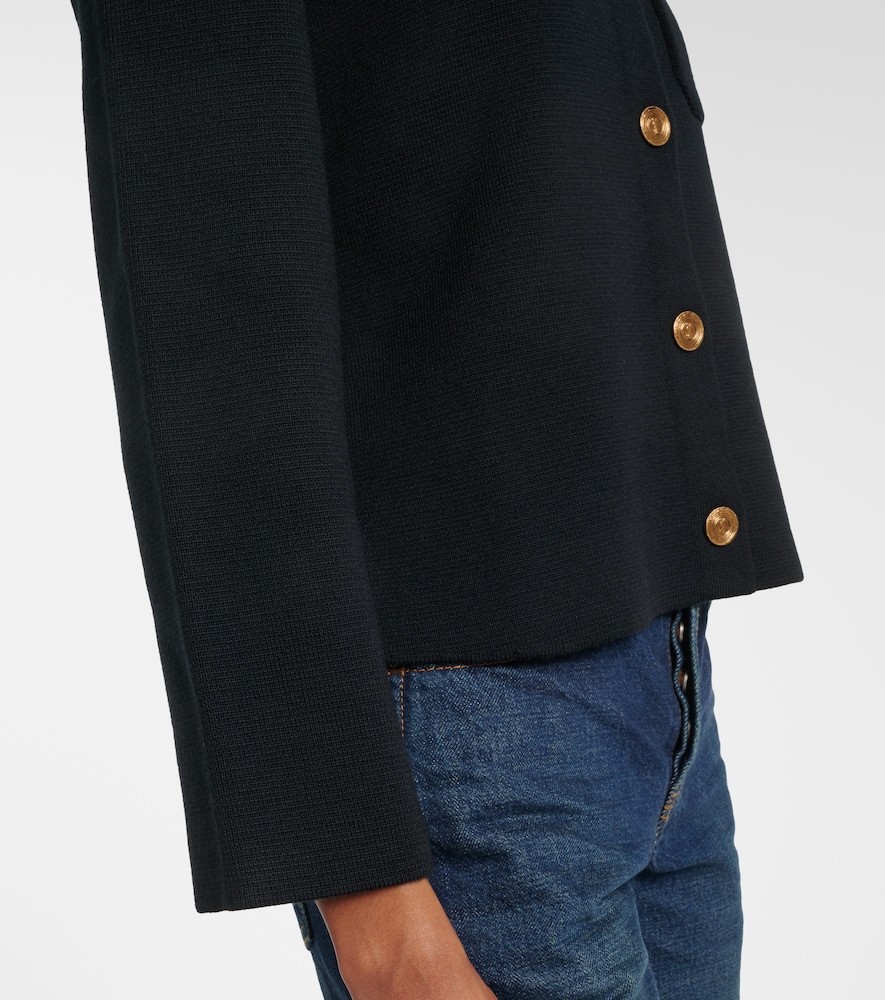 Waffle-knit wool cardigan