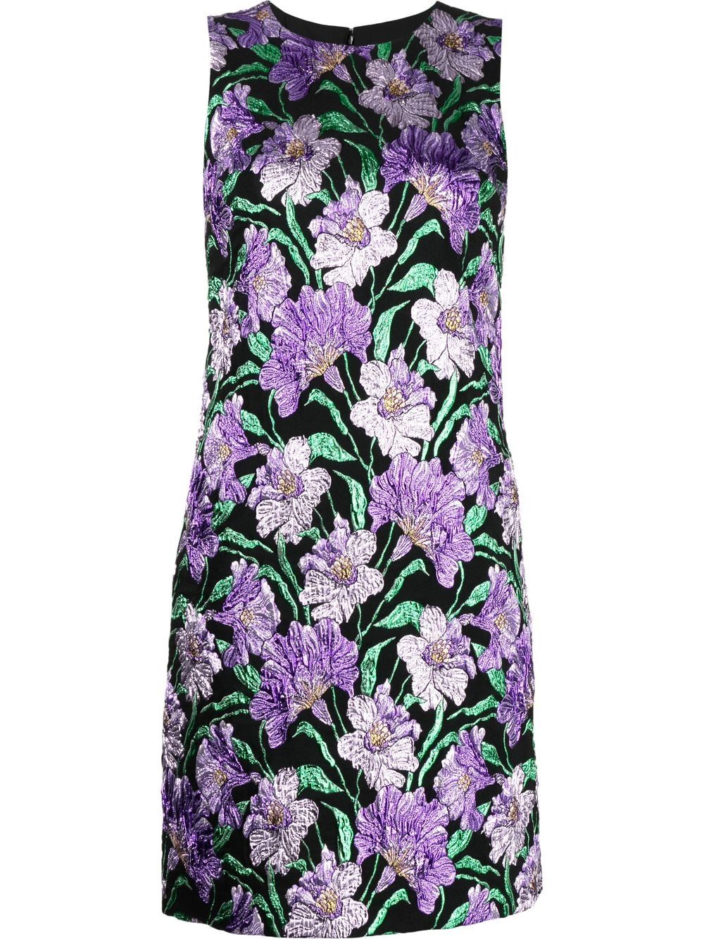 Floral-jacquard A-line mini dress - Multicolour