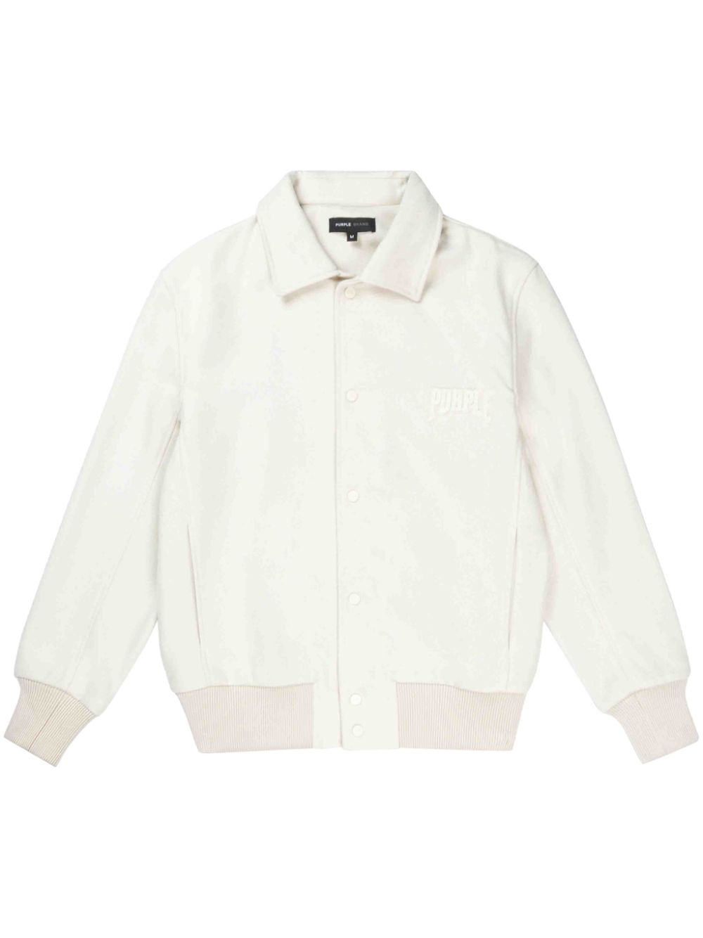 Logo-print wool bomber jacket - White