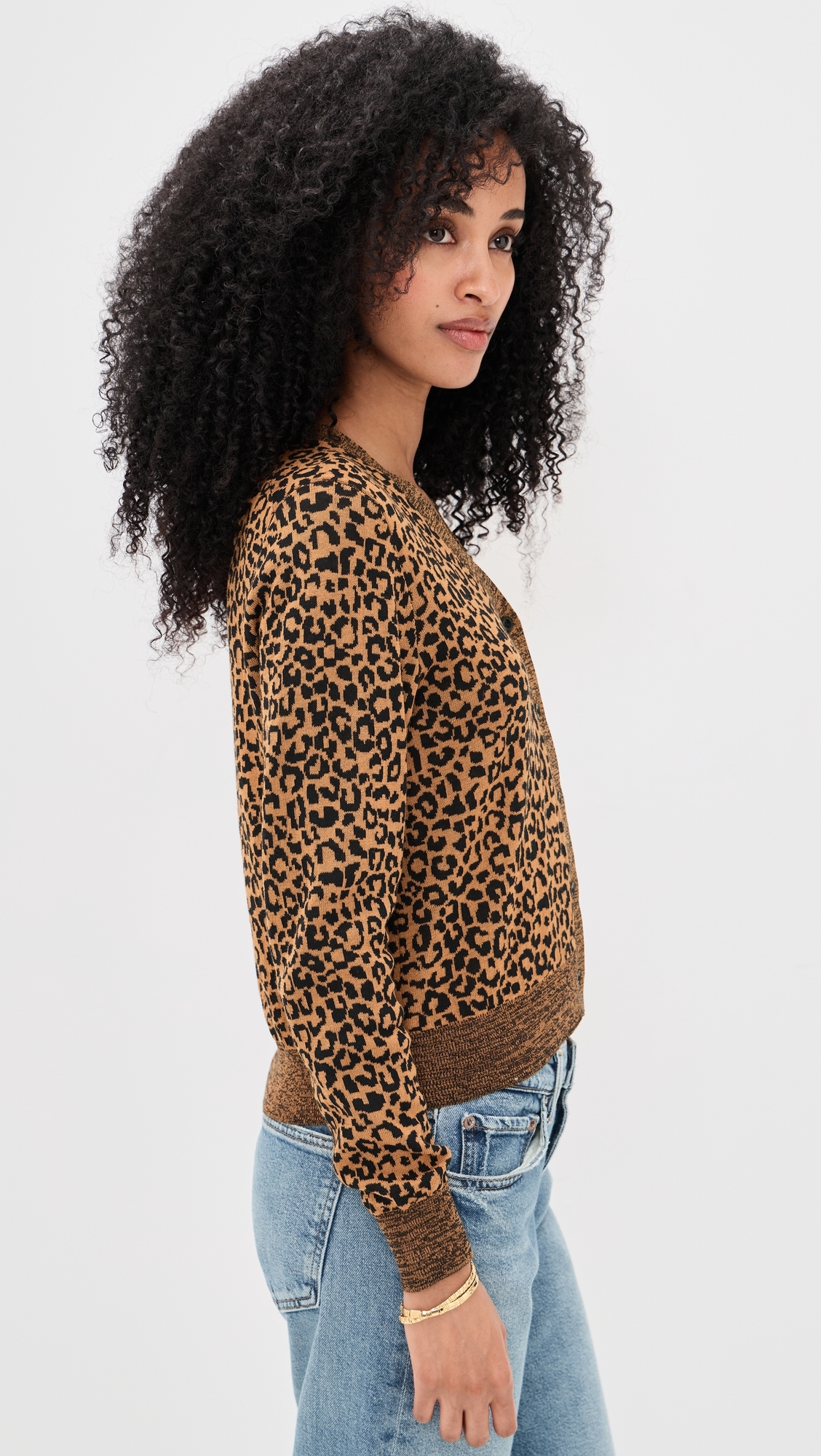 The Shrunken V Neck Cardigan Leopard