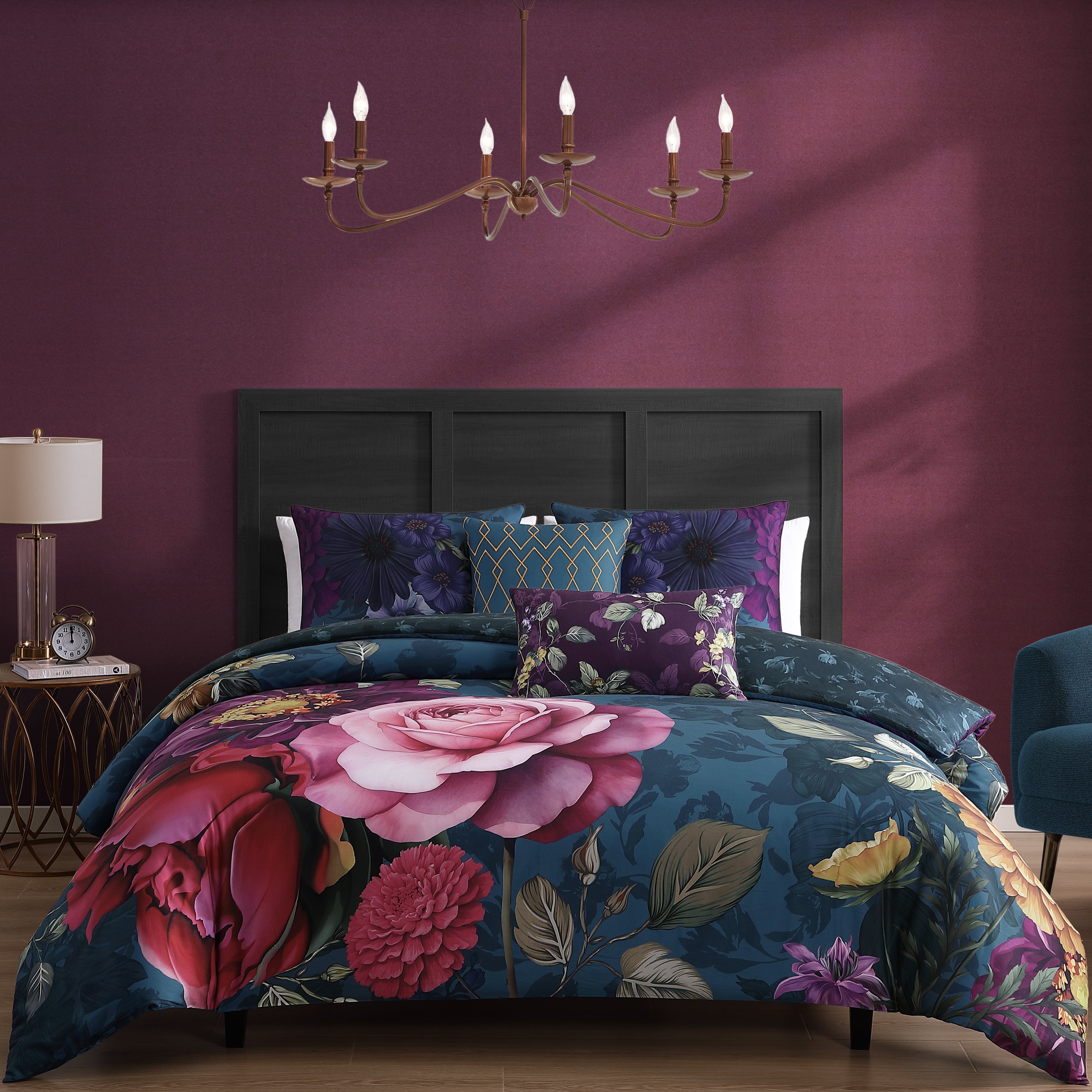 Vibrant Flora 5 Piece Reversible Comforter Set