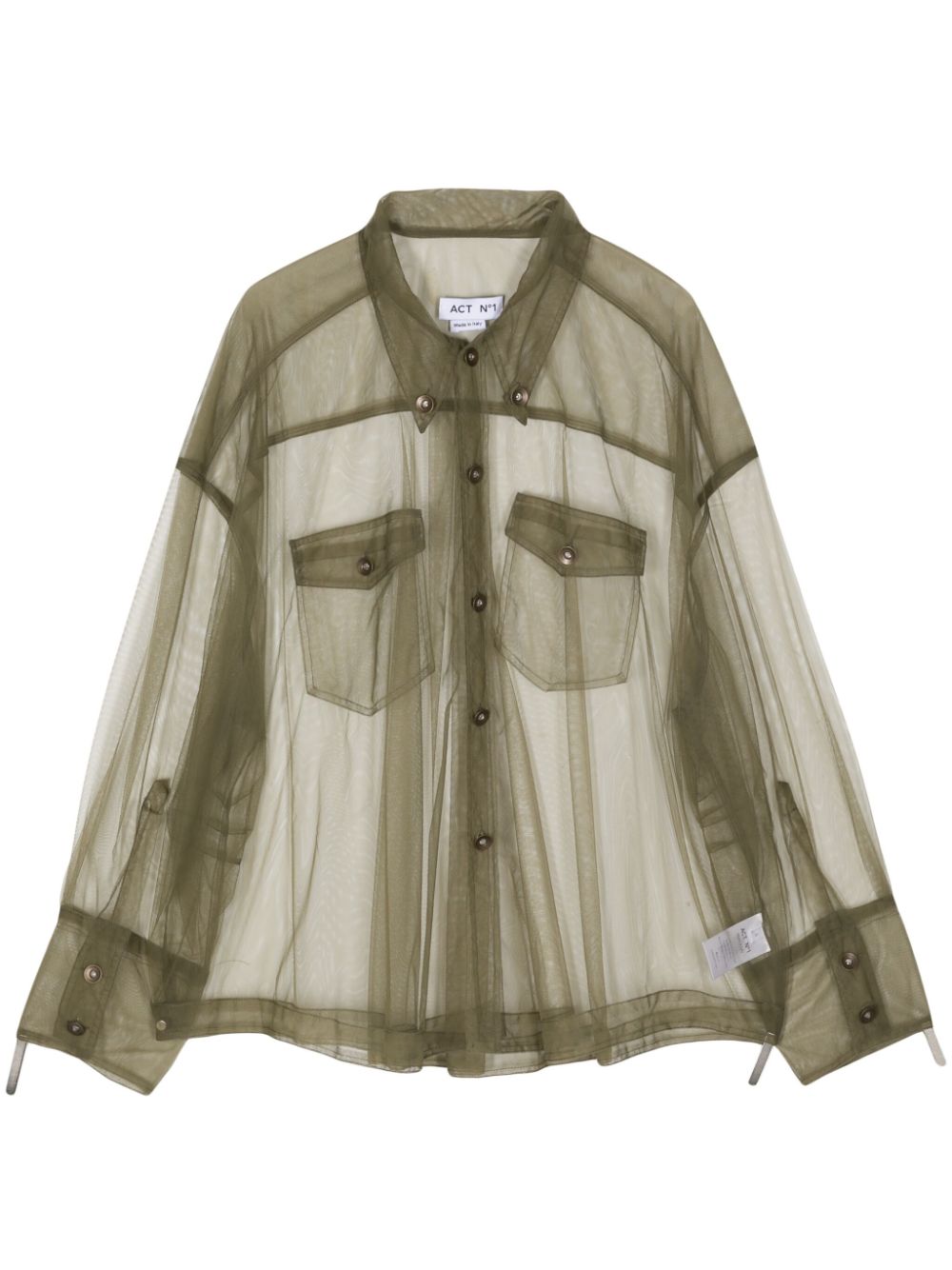 Semi-sheer long-sleeve shirt - Green