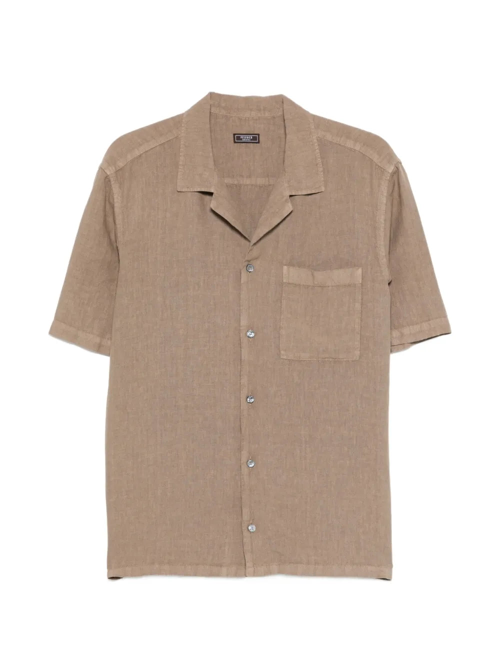 Linen Camp-Collar Shirt — Beige