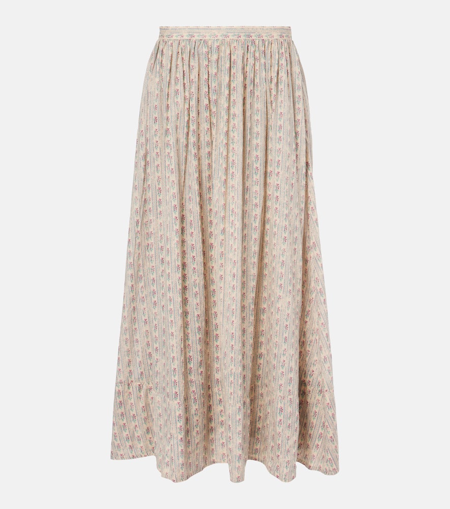 Floral cotton midi skirt