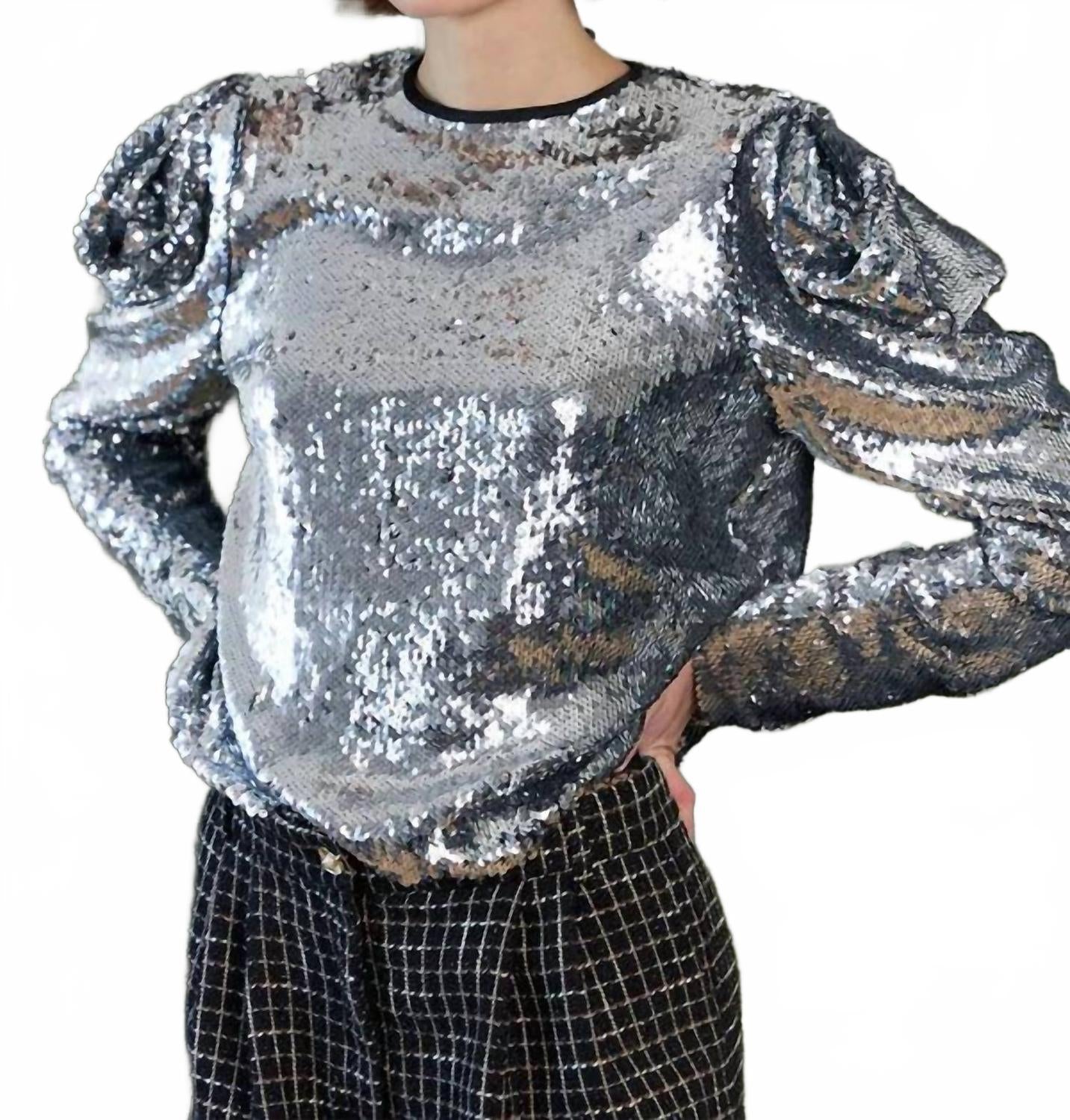 Long Sleeve Sequins Top In Sparkling Star