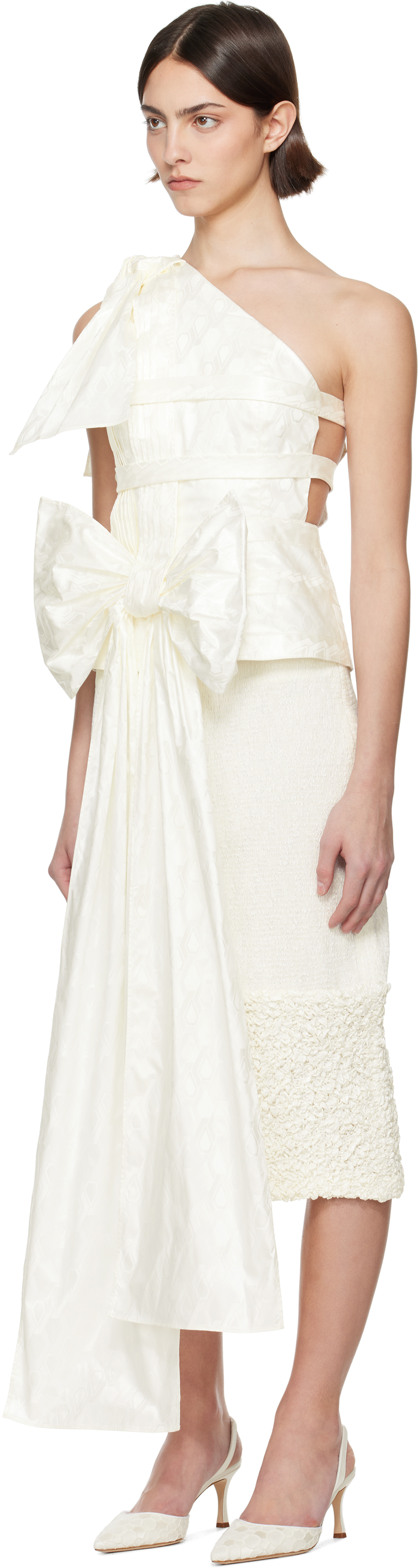 SUPER YAYA SSENSE Exclusive Bridal Capsule Beatrice Bow Top