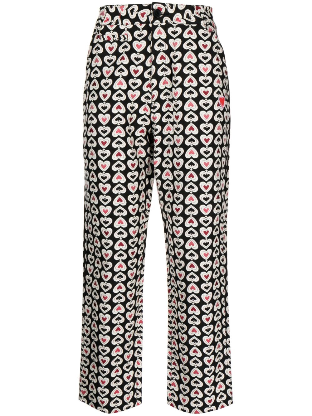 Graphic-print straight-leg trousers - Black