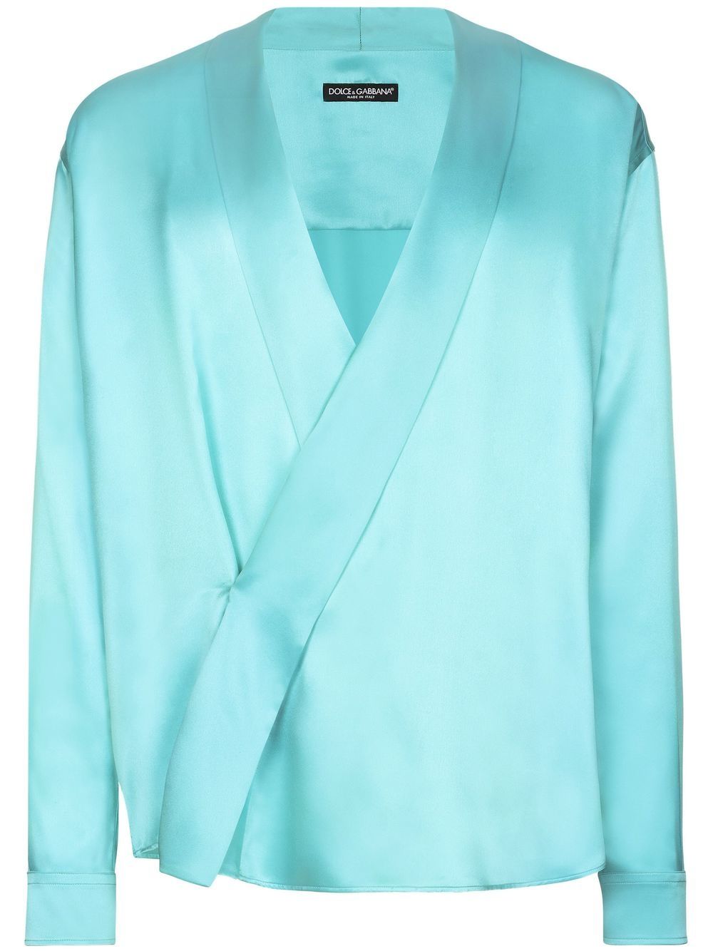 Draped-detail silk shirt - Blue