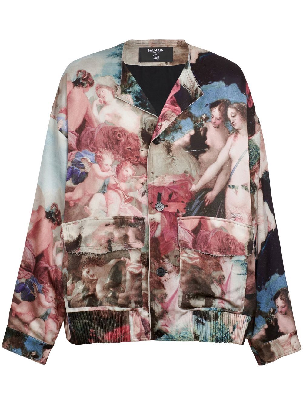 Painting-print satin jacket - Pink