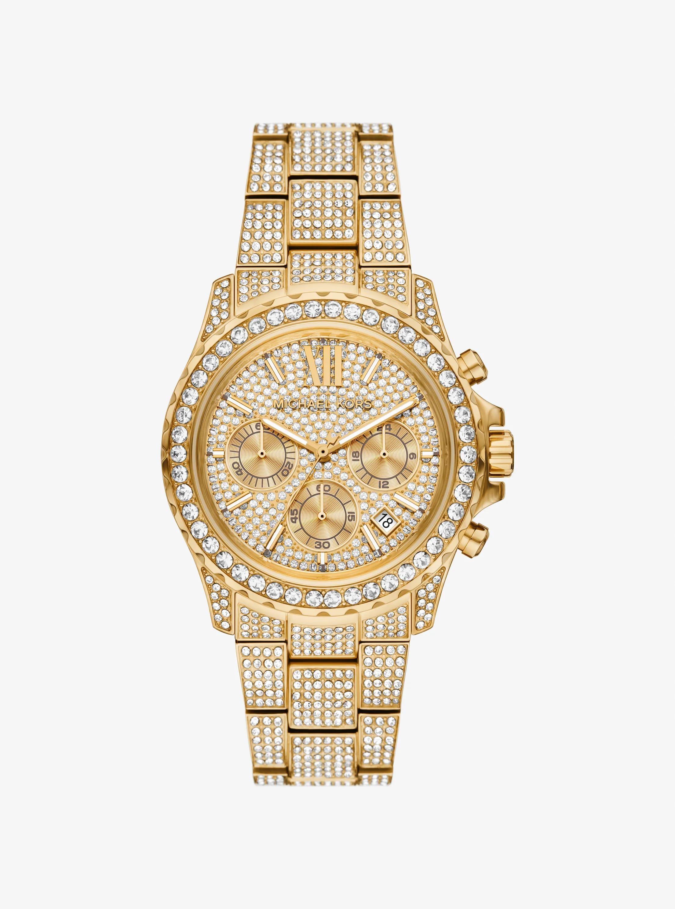 Oversized Everest Pavé Gold-Tone Watch in Gold - One Size