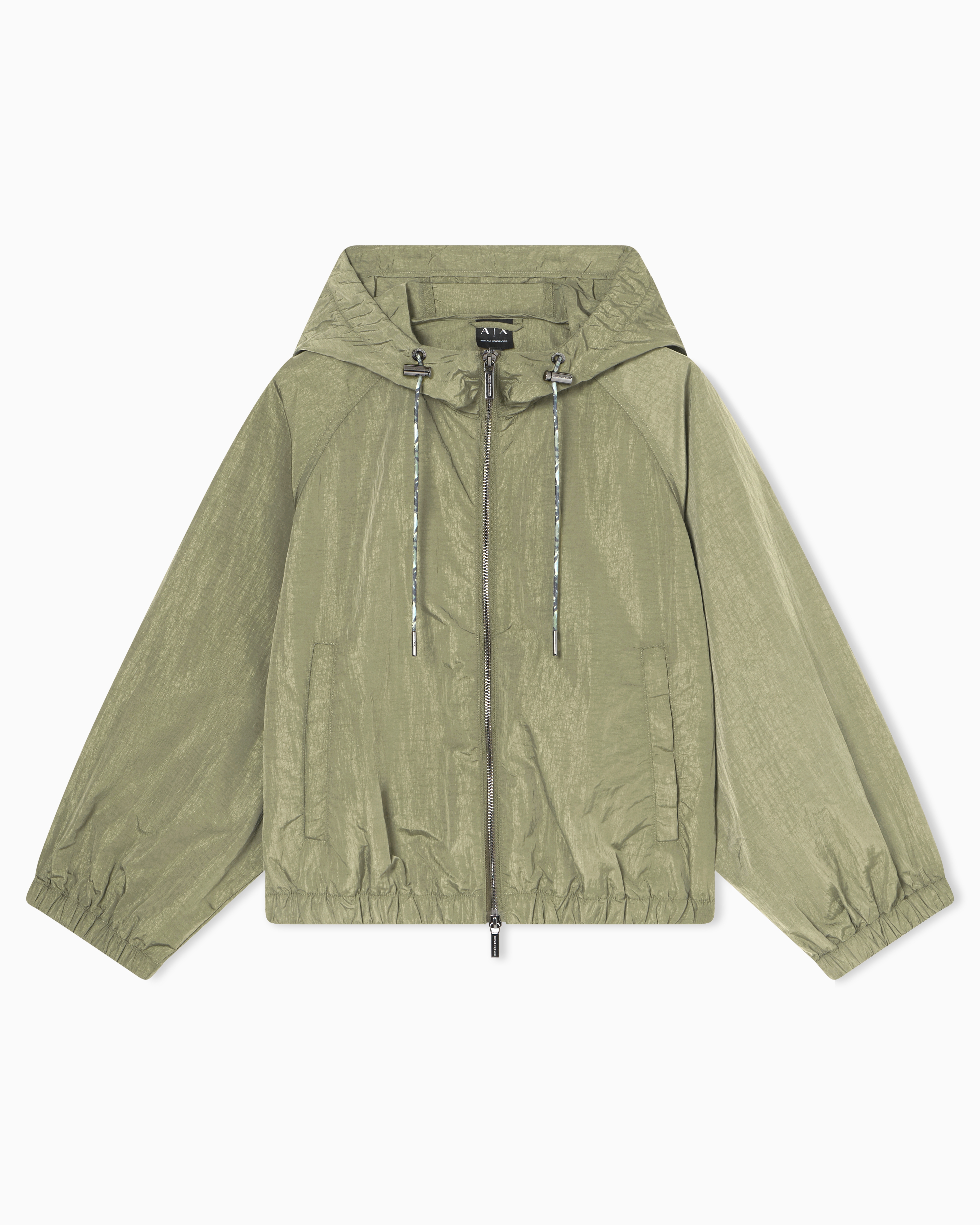 Windbreaker in shiny nylon with metallic effect
