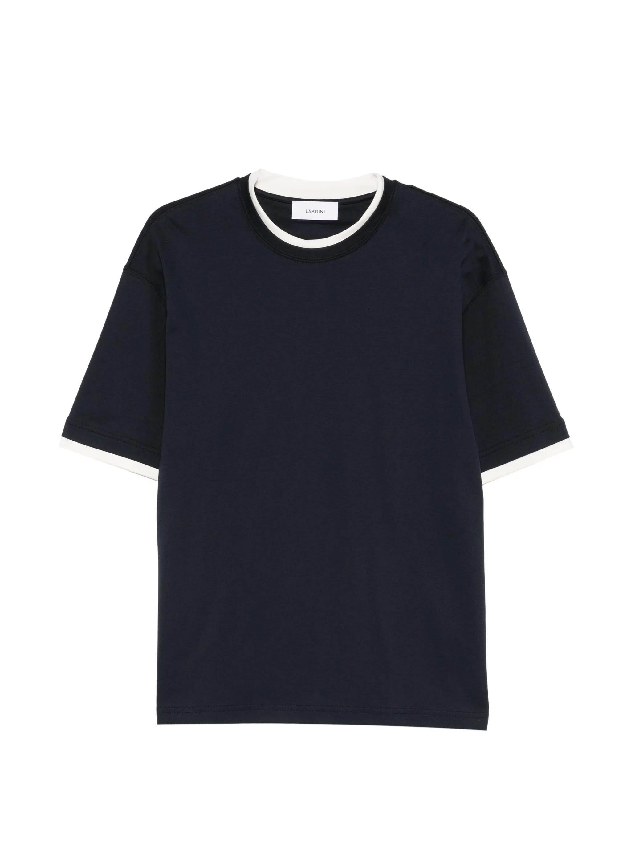Crew Neck T-Shirt with Contrasting Trim, Short Sleeves