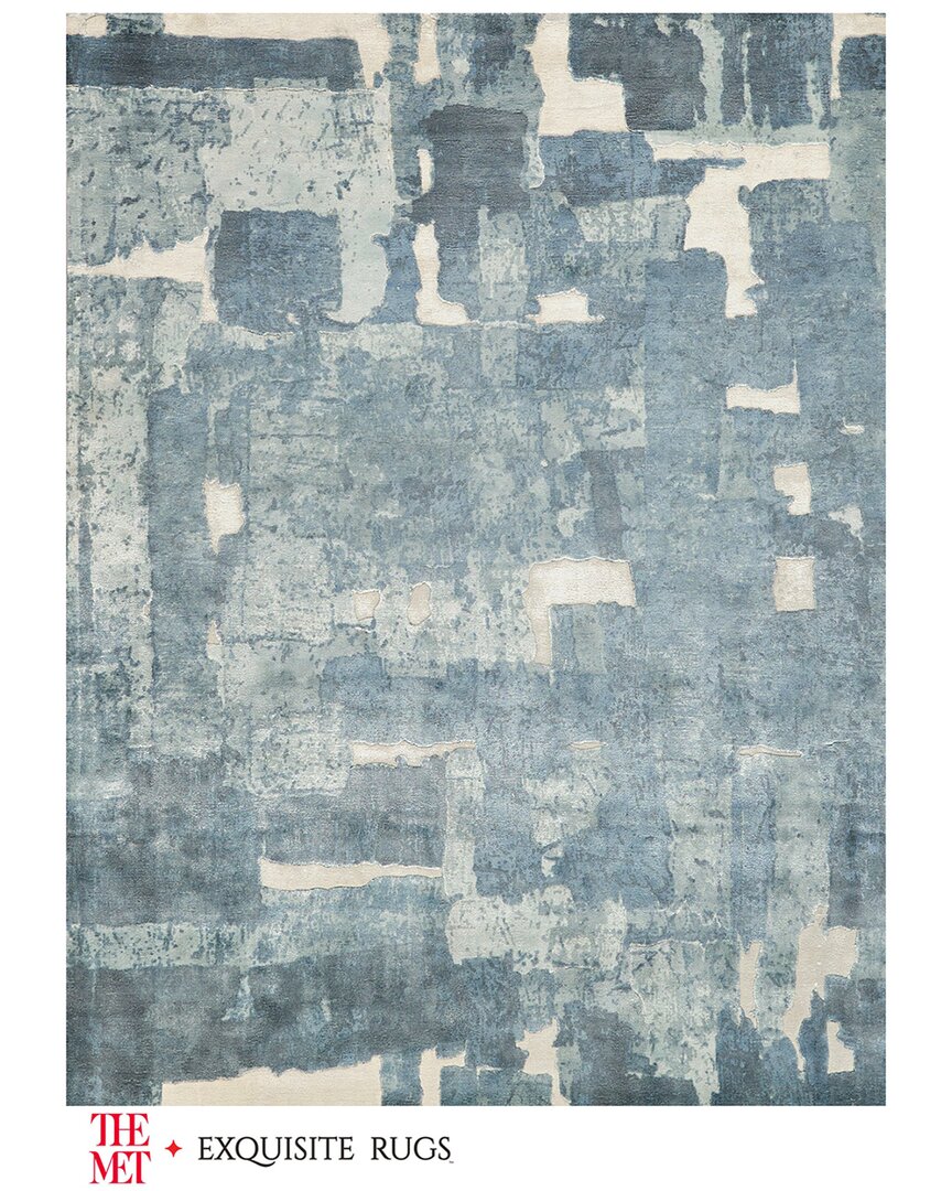 Papyrus Blue Wool/Bamboo Silk Handloomed Area Rug