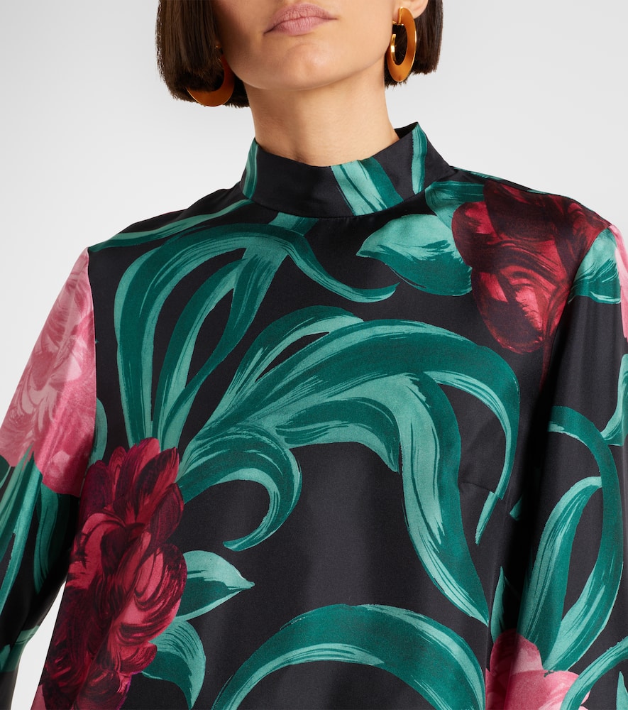 Make An Exit floral silk twill top
