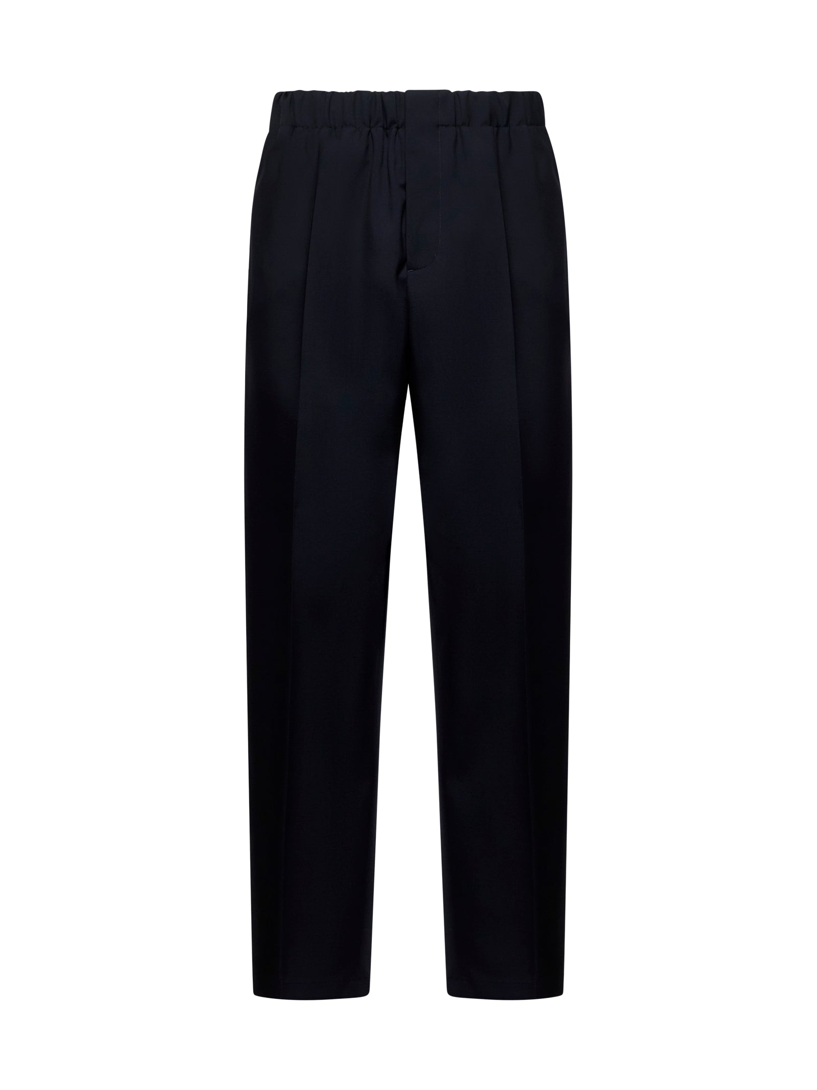 Wool Gabardine Tapered Trousers — Blue