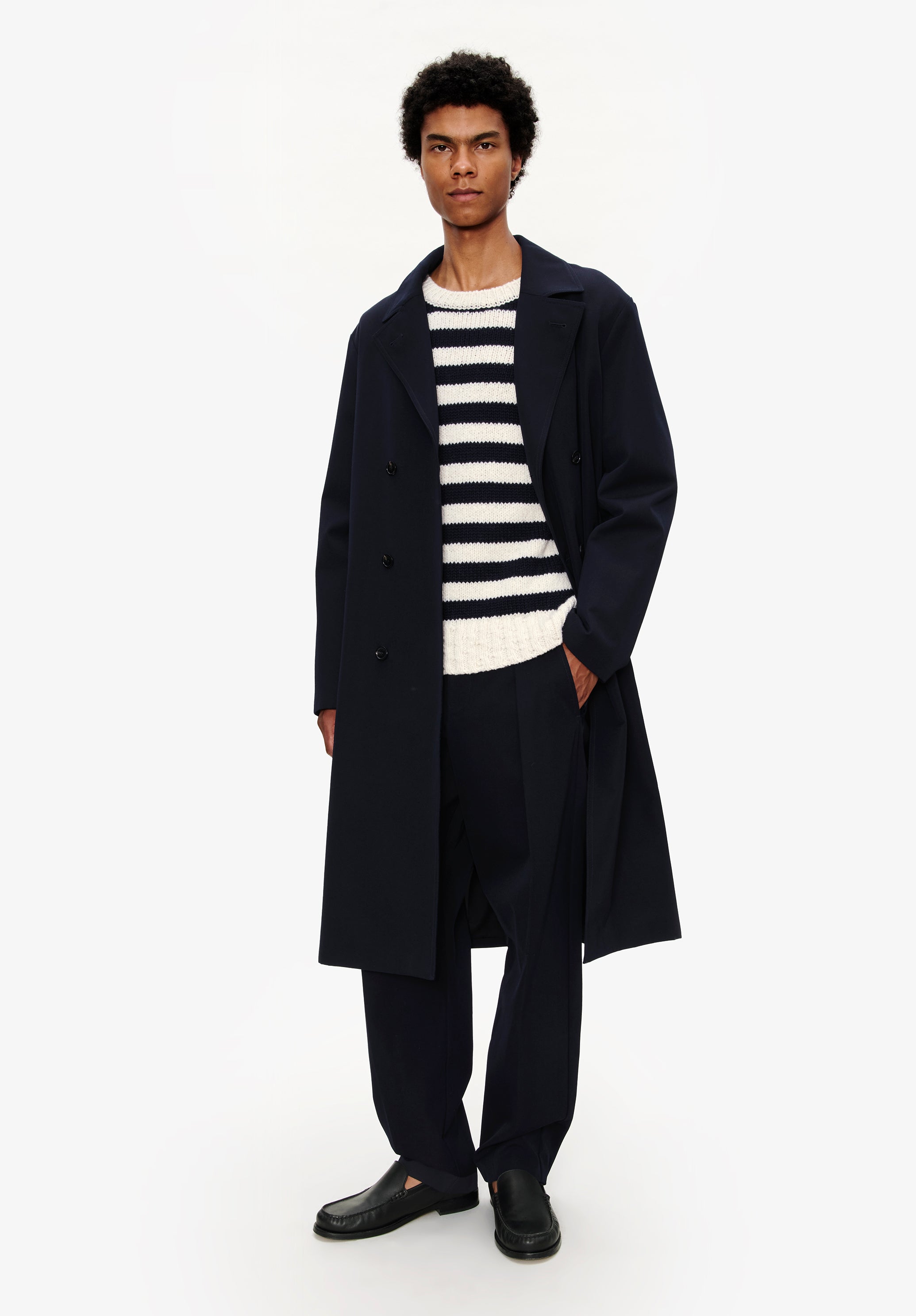 A. P.C. Men's Double-breasted coat Size: Extra Small in Dark navy blue