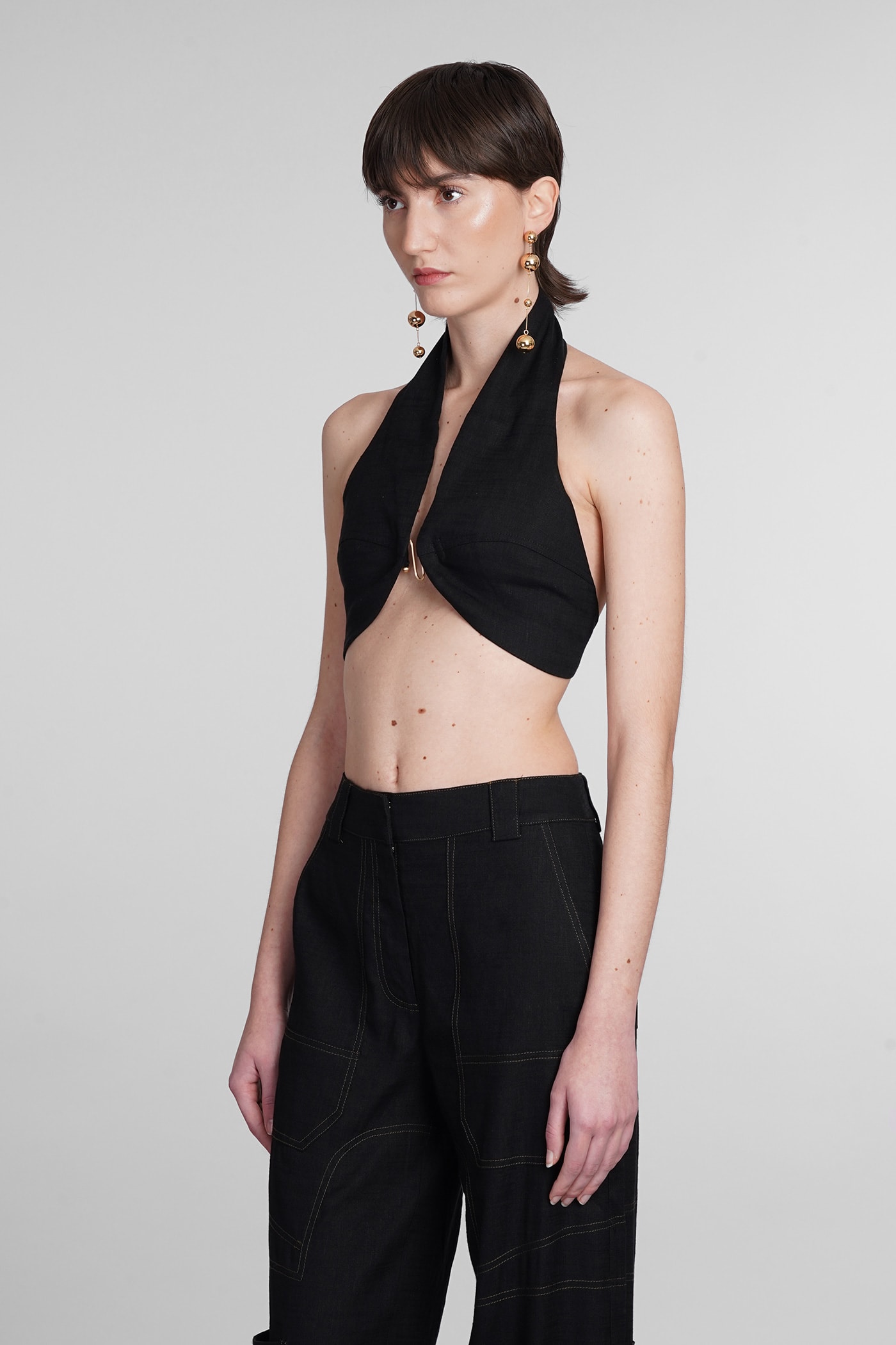 Halterneck crop top - Black