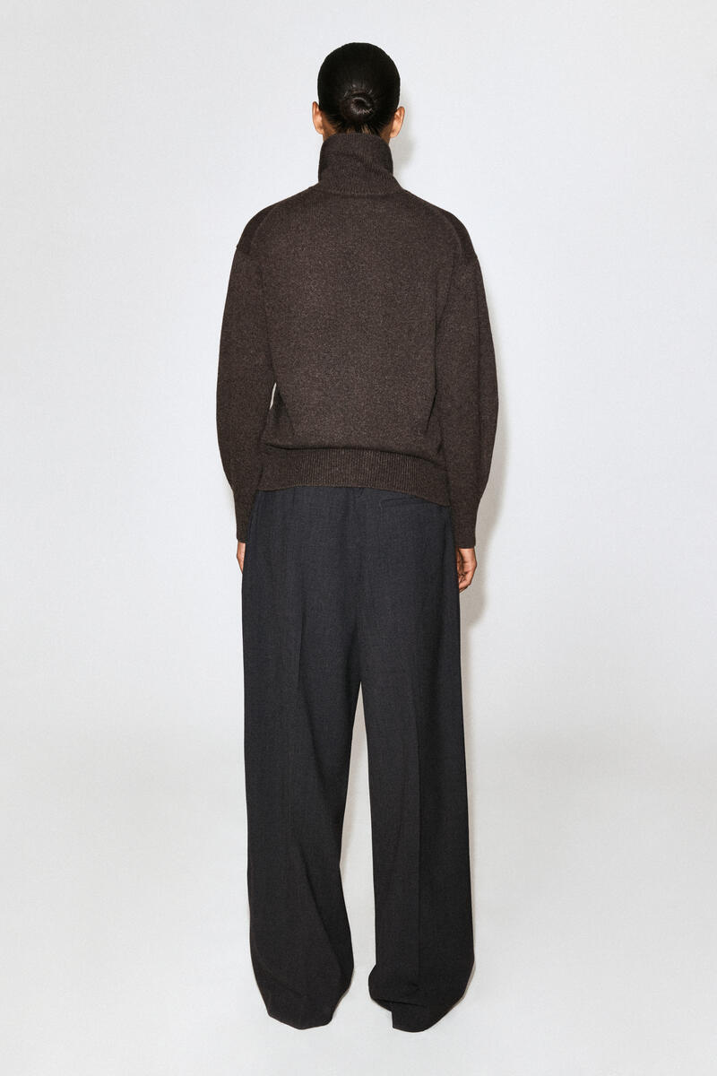 Sculpted Cashmere Mock-Neck Cardigan