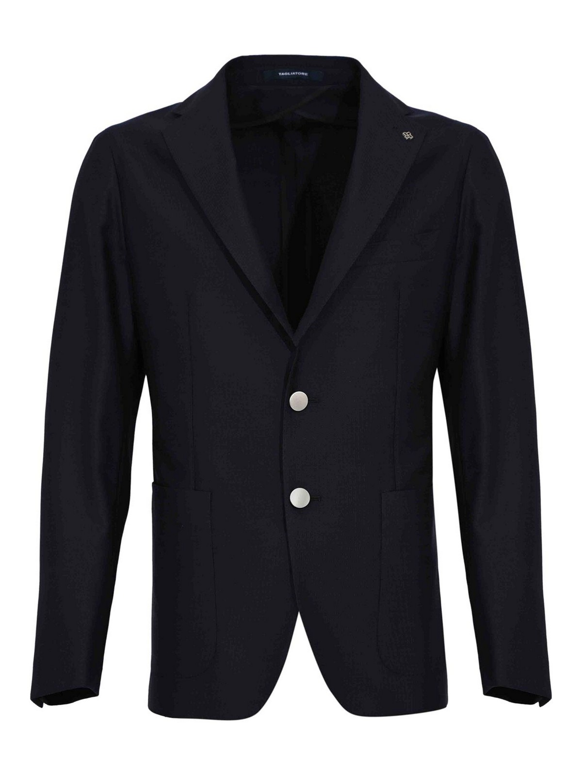 Single-breasted jacket in navy virgin wool