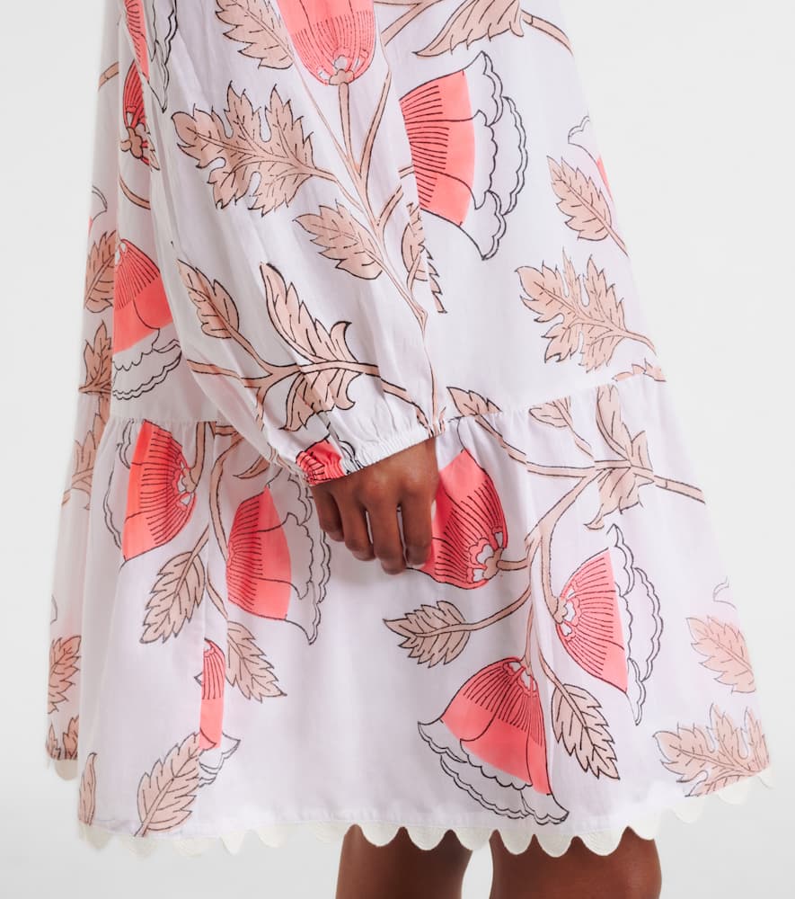 Printed scalloped cotton minidress
