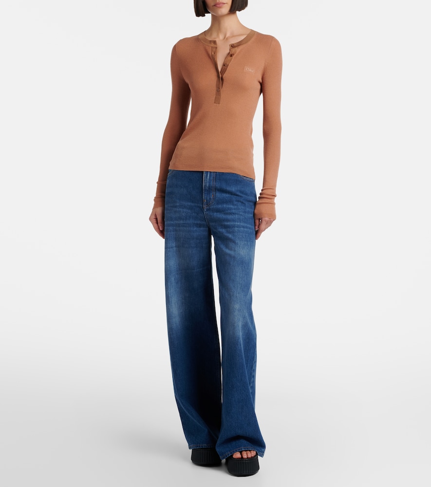 Chloé Nama leather platform thong sandals