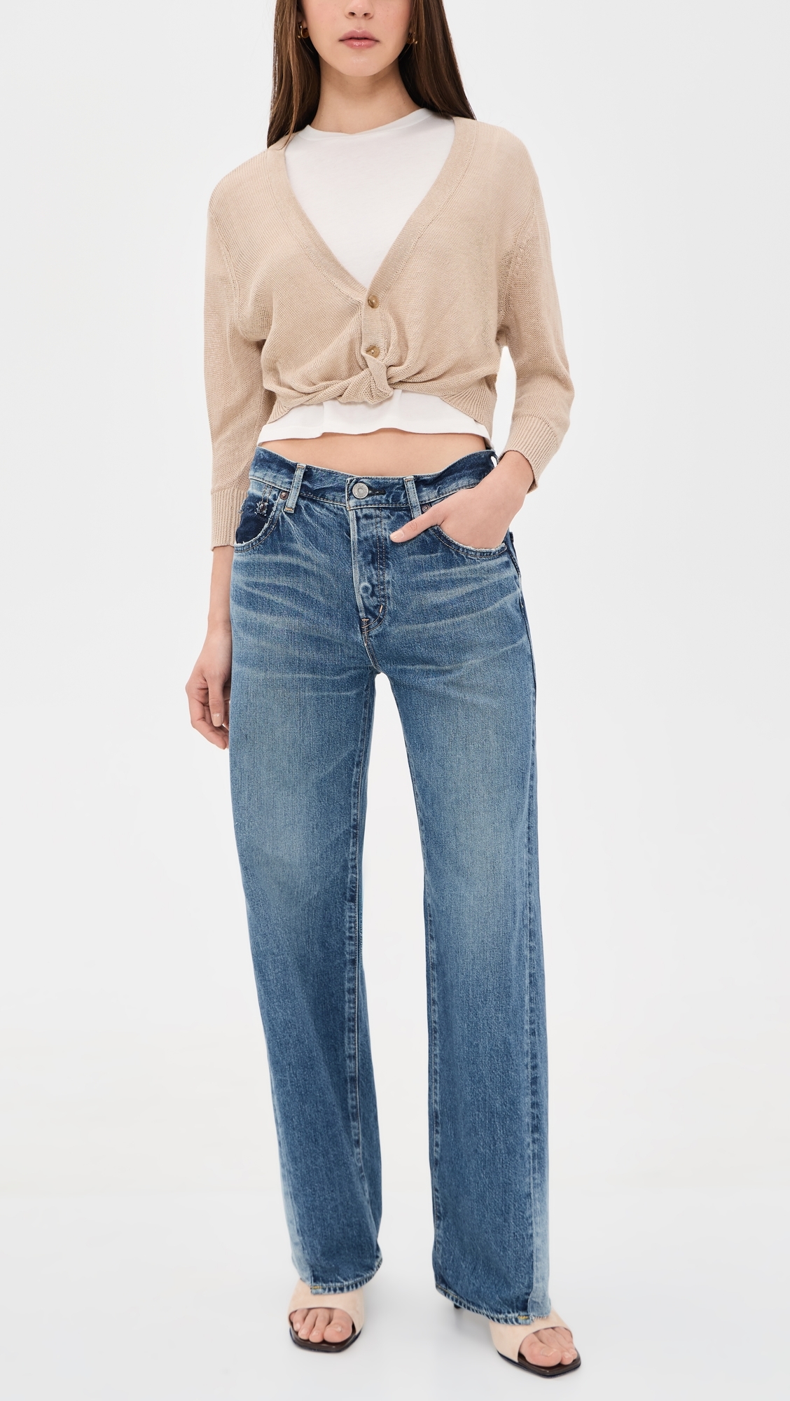 Panel Wide Jeans Blue
