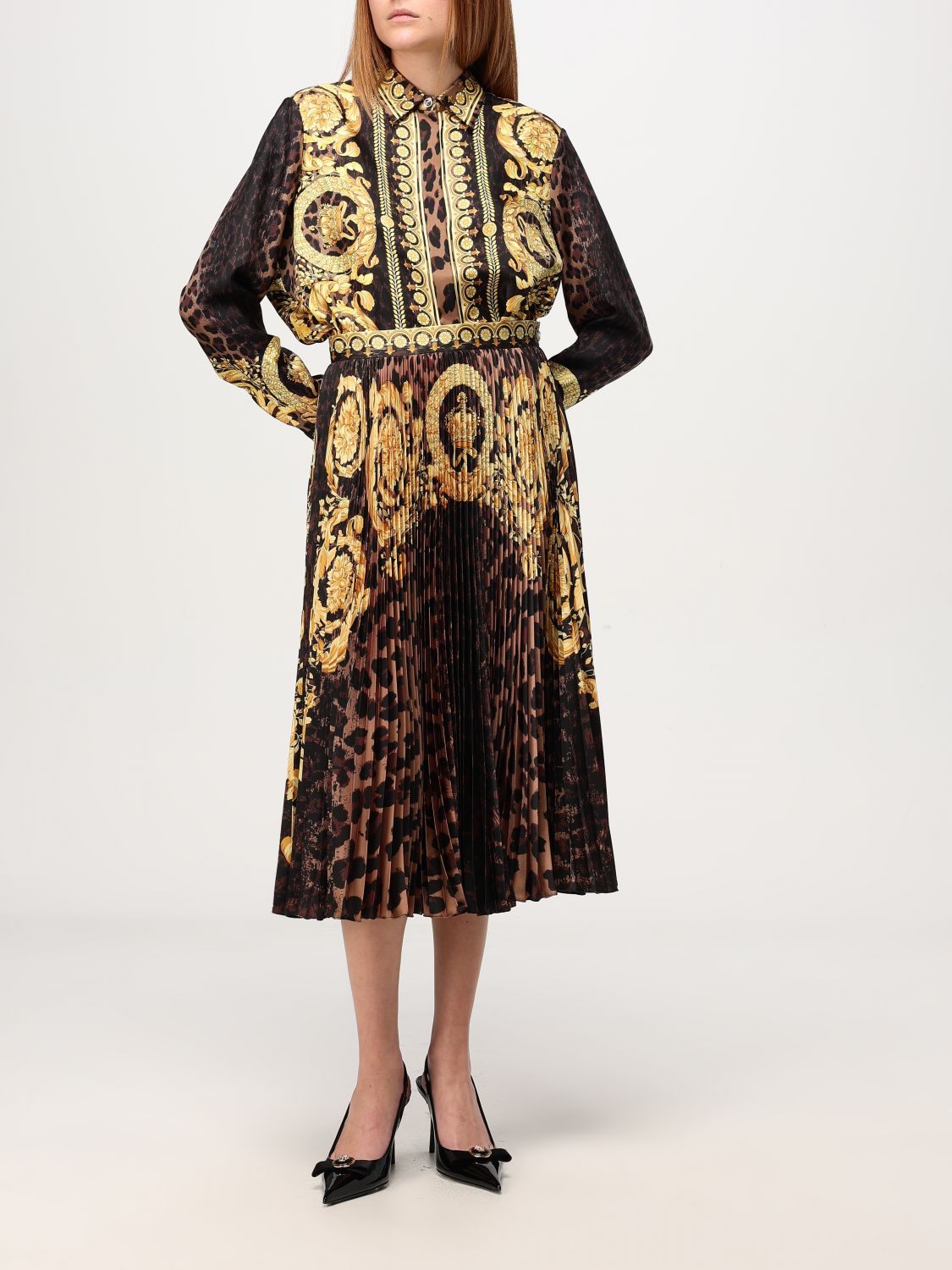Wild Barocco pleated mini skirt - Brown