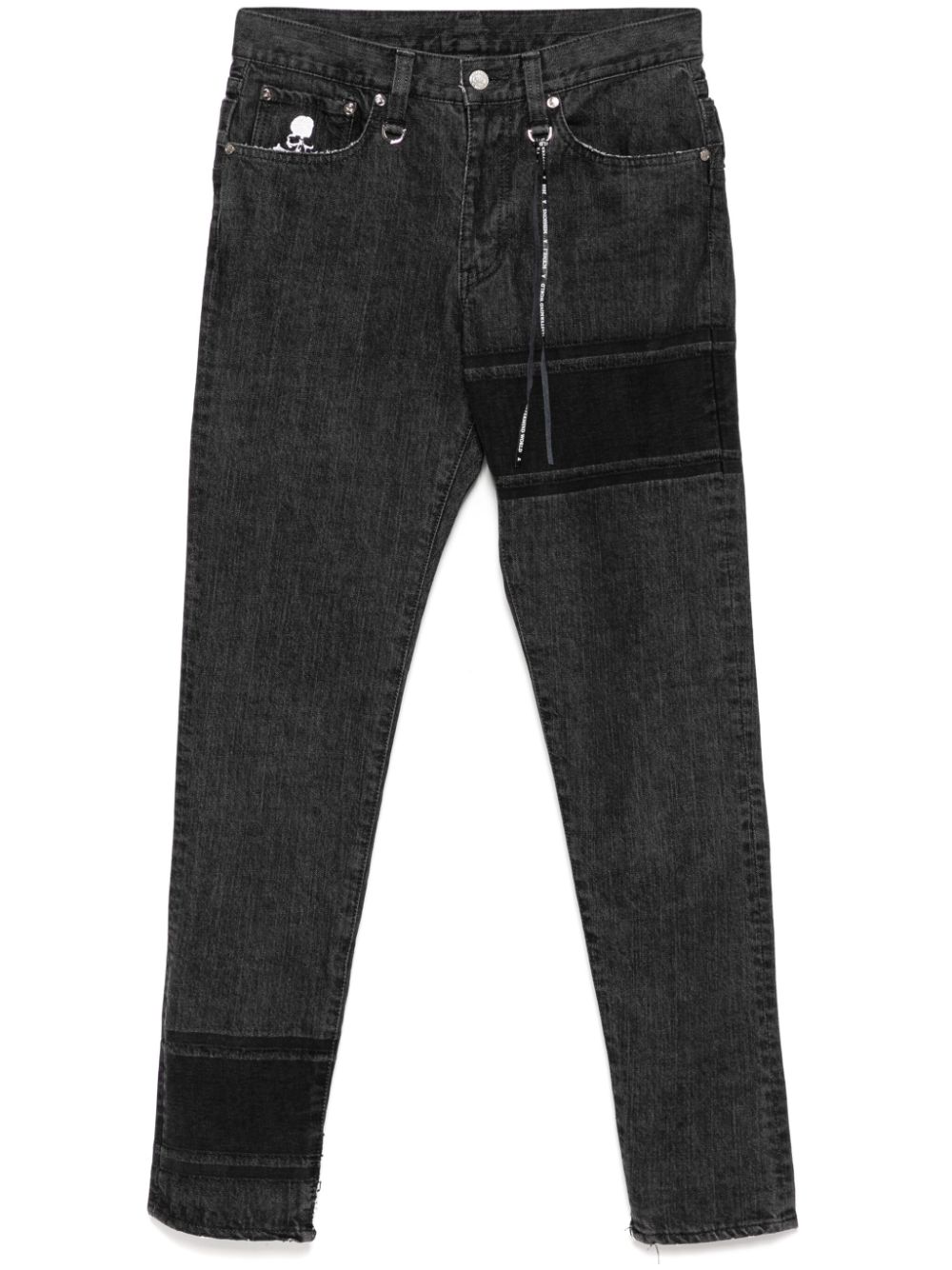 Logo-embroidered skinny jeans - Black