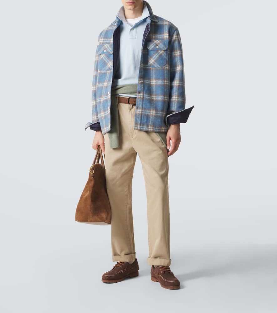 Plaid wool-blend flannel shirt