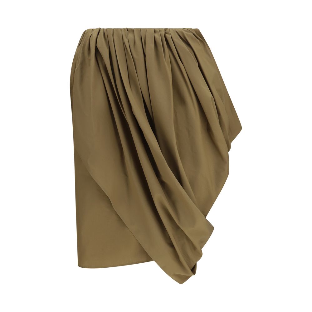 Wrap Cotton Poplin Skirt — Beige