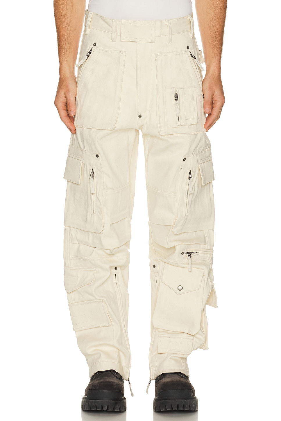 Kody Phillips Denim Rip Pants in Ecru - Cream. 34 also
