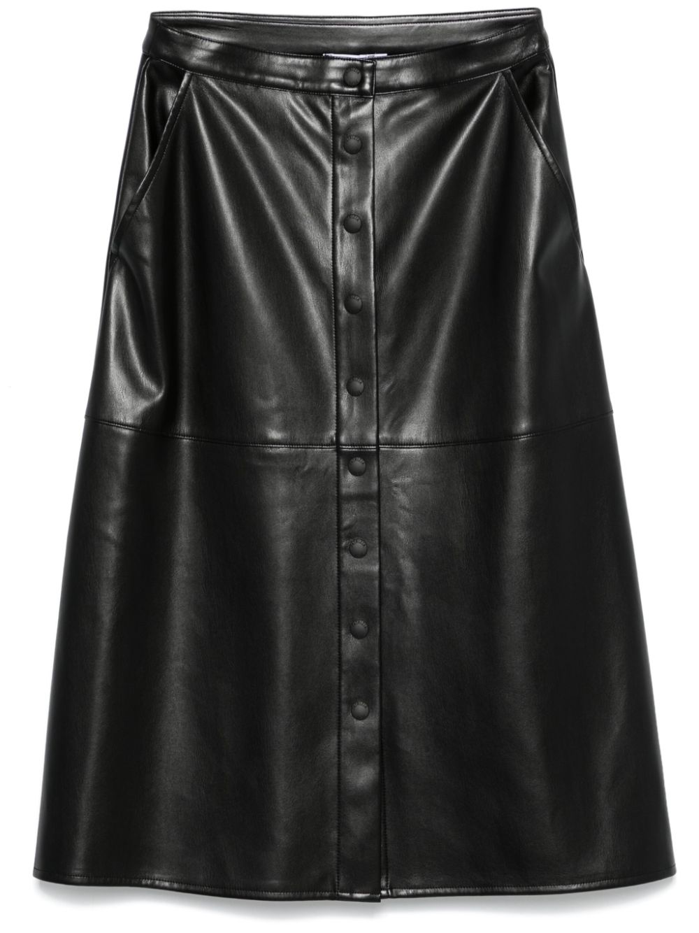 Faux-leather midi skirt - Black