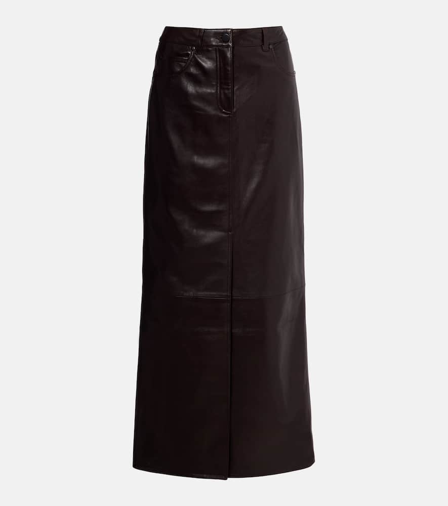 High-rise leather maxi skirt