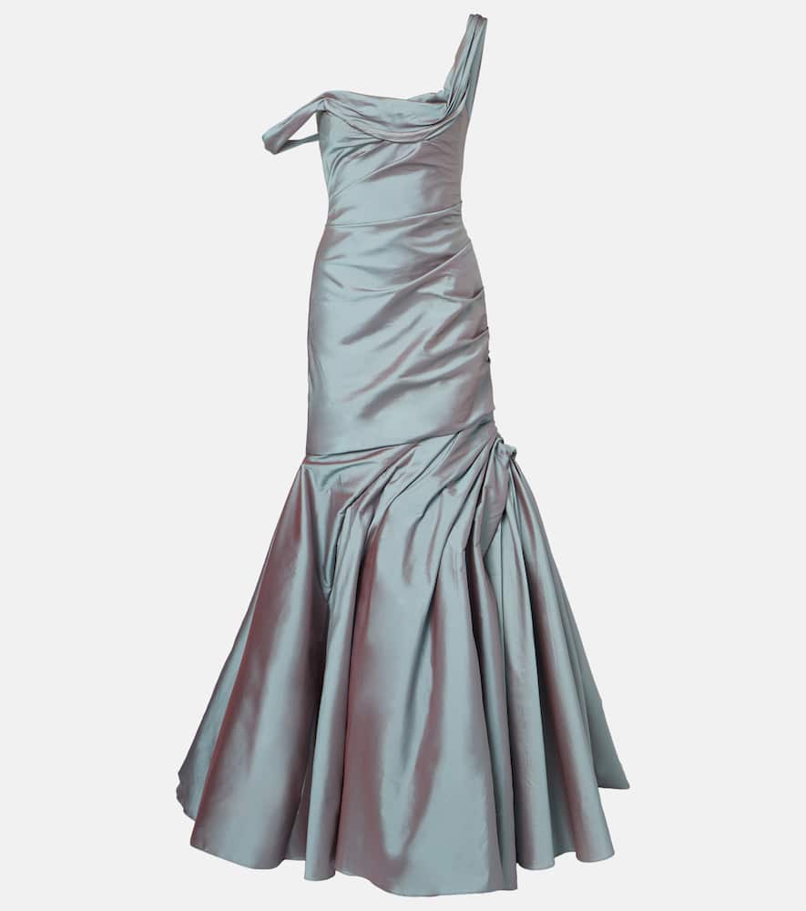 Asymmetric ruched gown