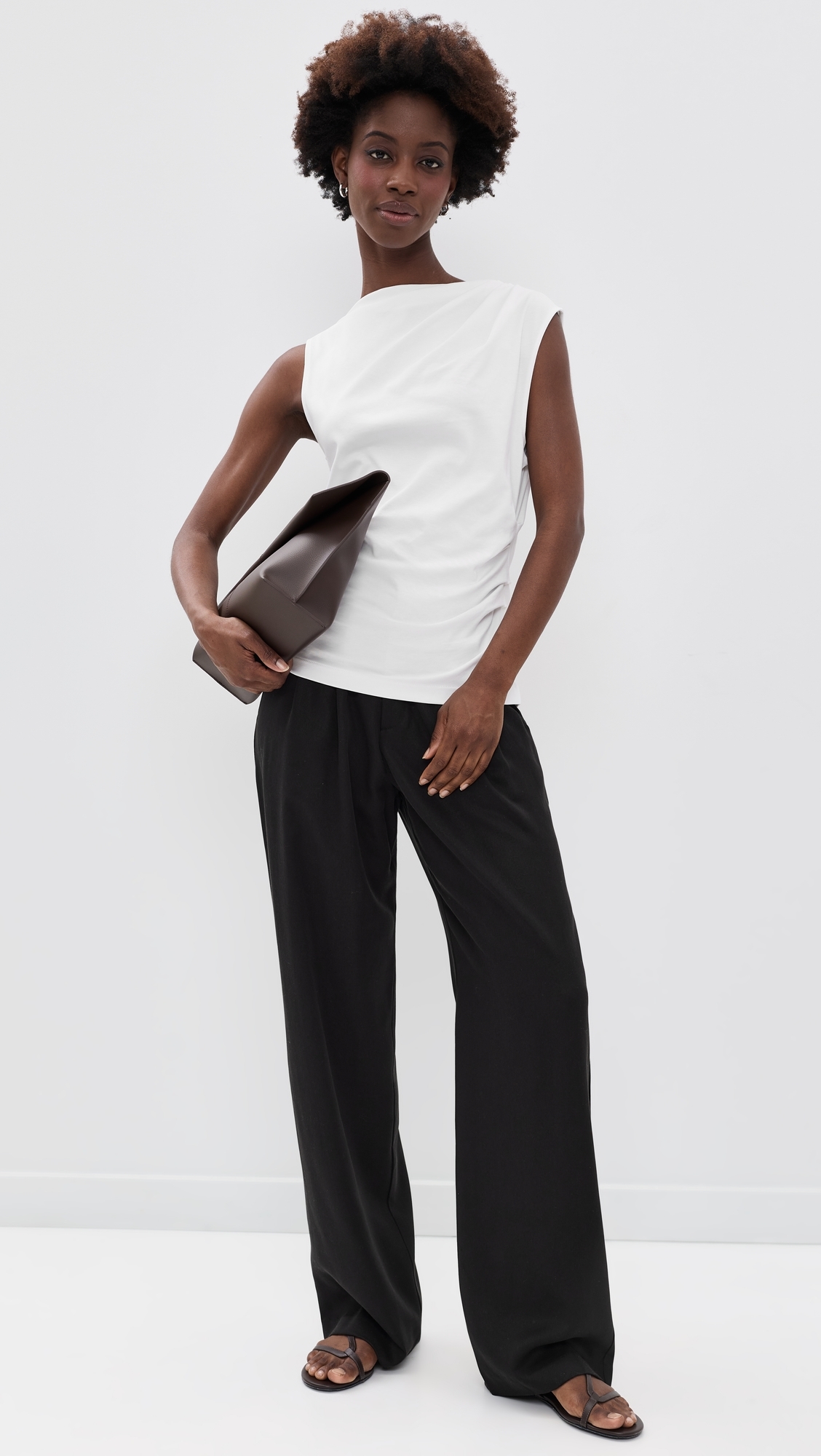 Sleeveless Draped Top Optic White