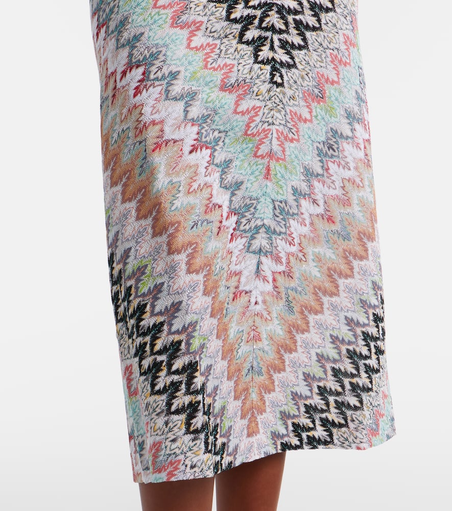 Zigzag lamé midi dress