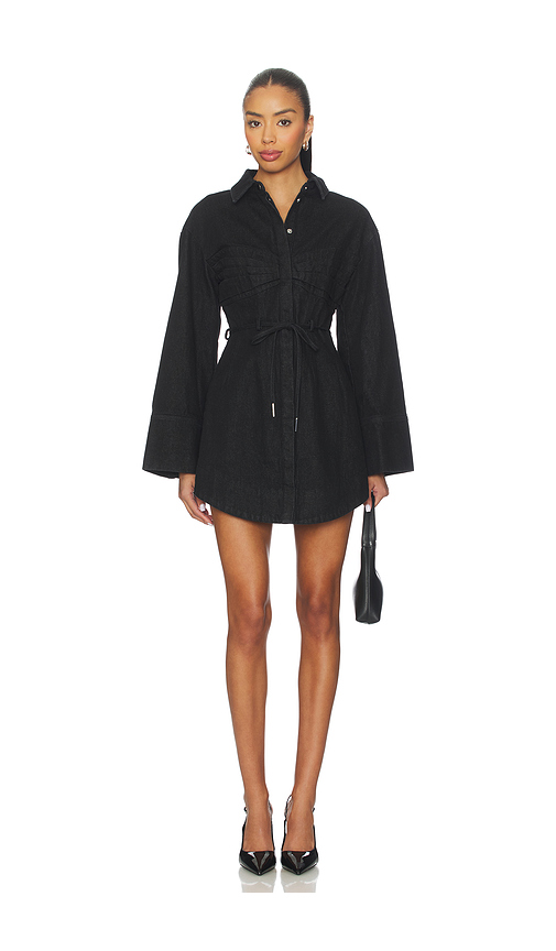 AMUR Clea Denim Day Dress in Charcoal. 6. Also