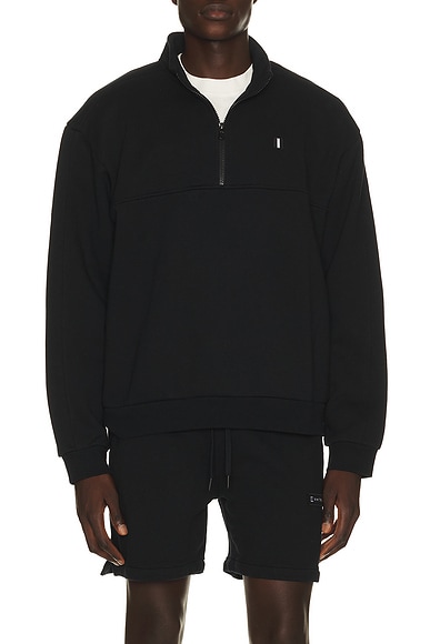 Whitespace Quarter Zip Sweatshirt in Black - Black. XXL/2X also in S, M, L, XL/1X