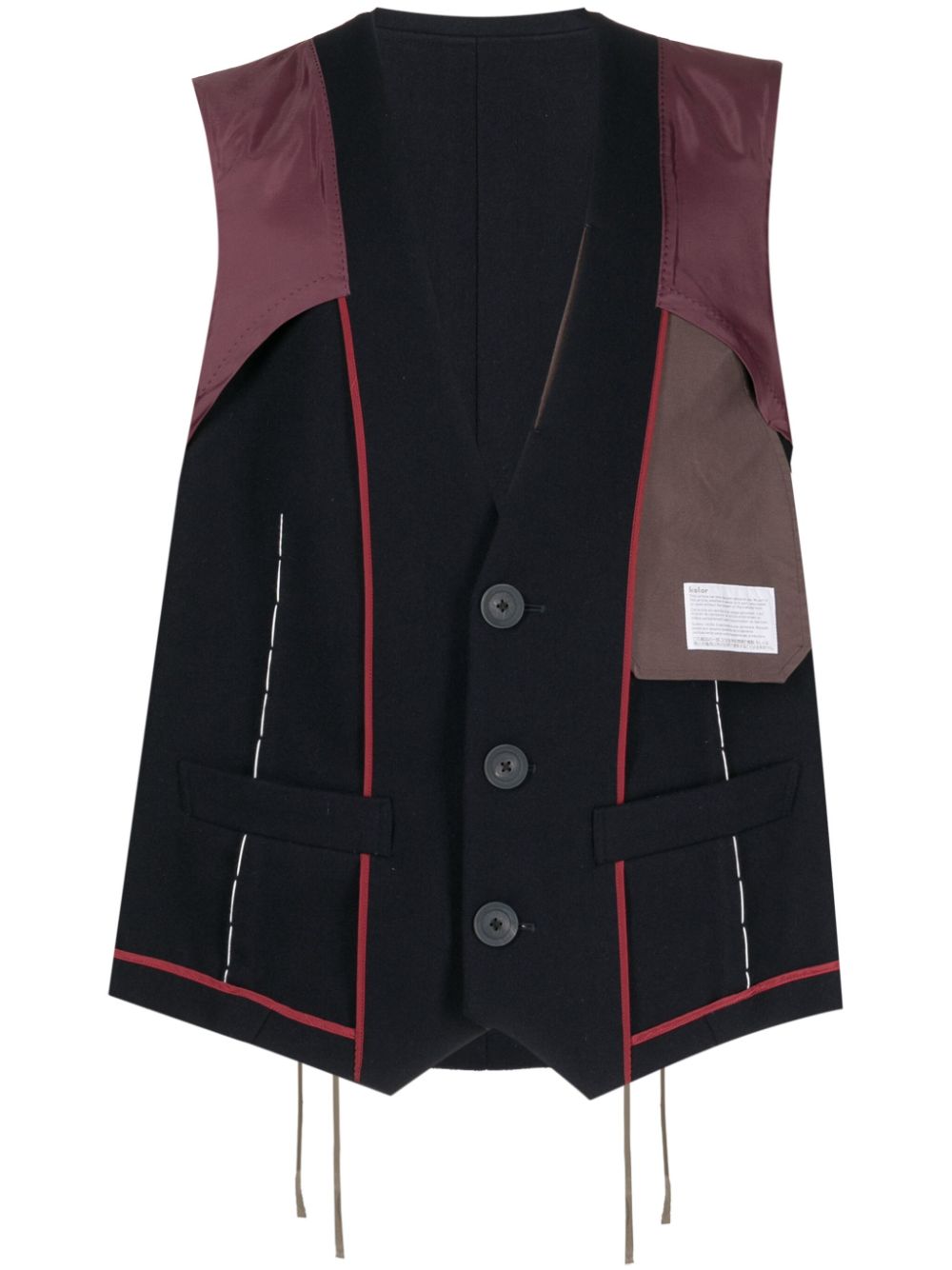 Patchwork-design wool vest - Blue