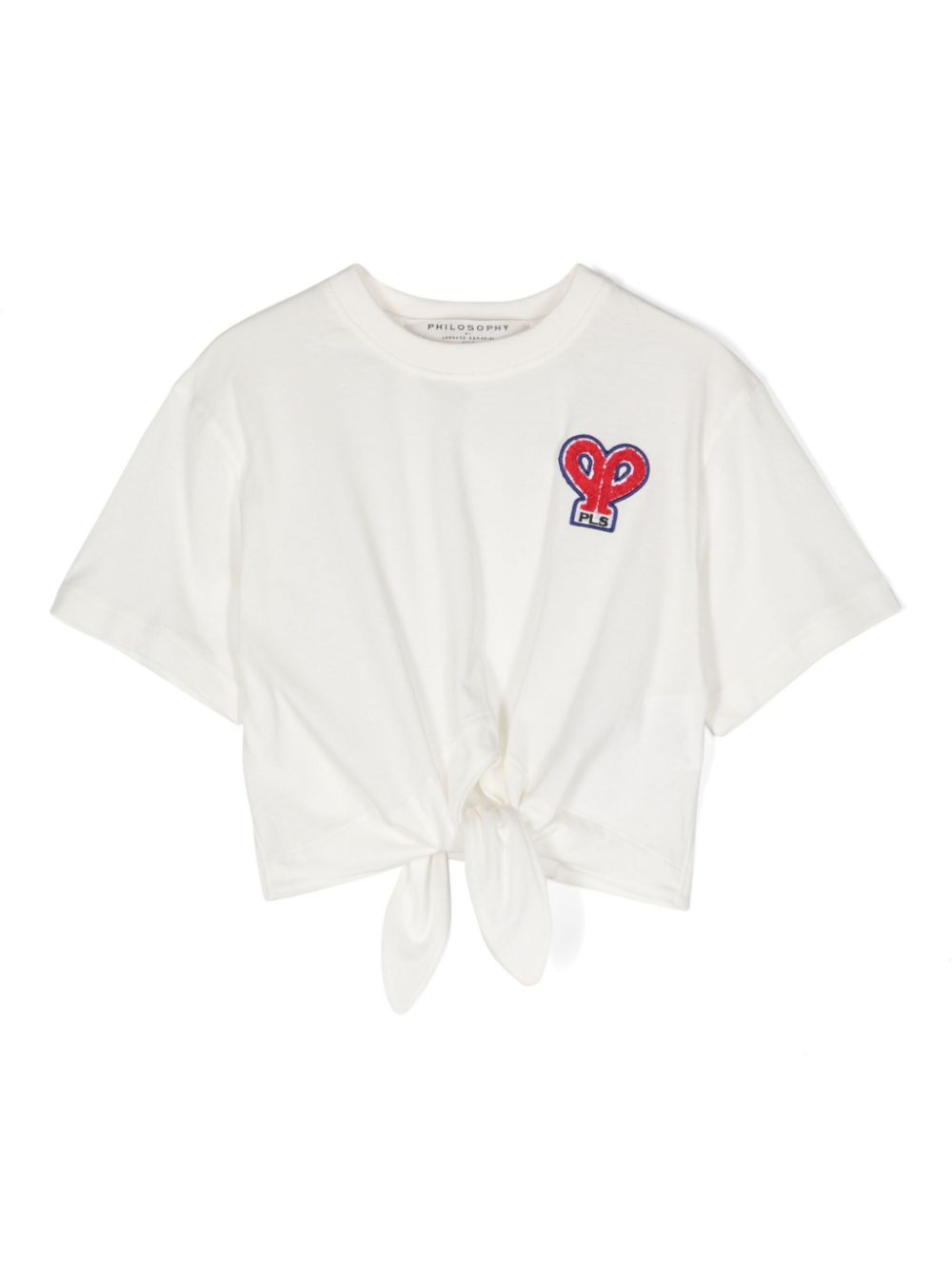 Logo-embroidered cotton cropped T-shirt - White