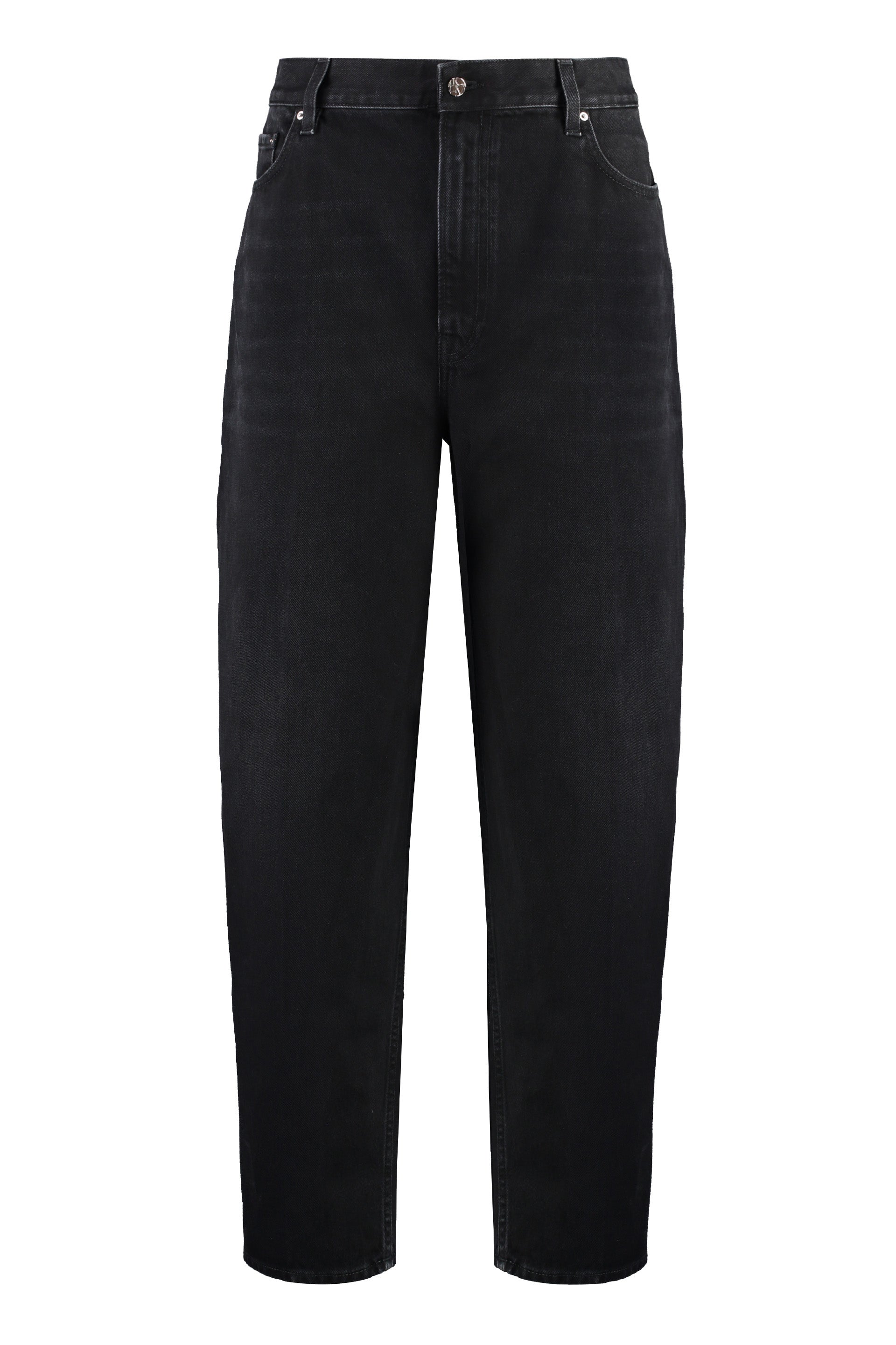Totême Wide-Leg Jeans with Metal Buttons & Rivets