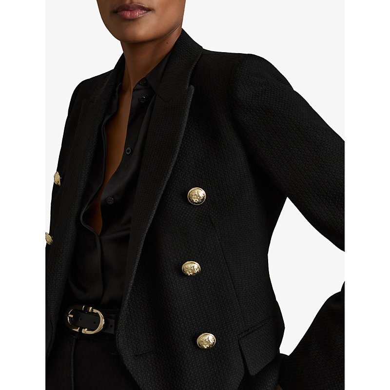 Womens Tally Double-Breasted Tailored Wool-Blend Blazer