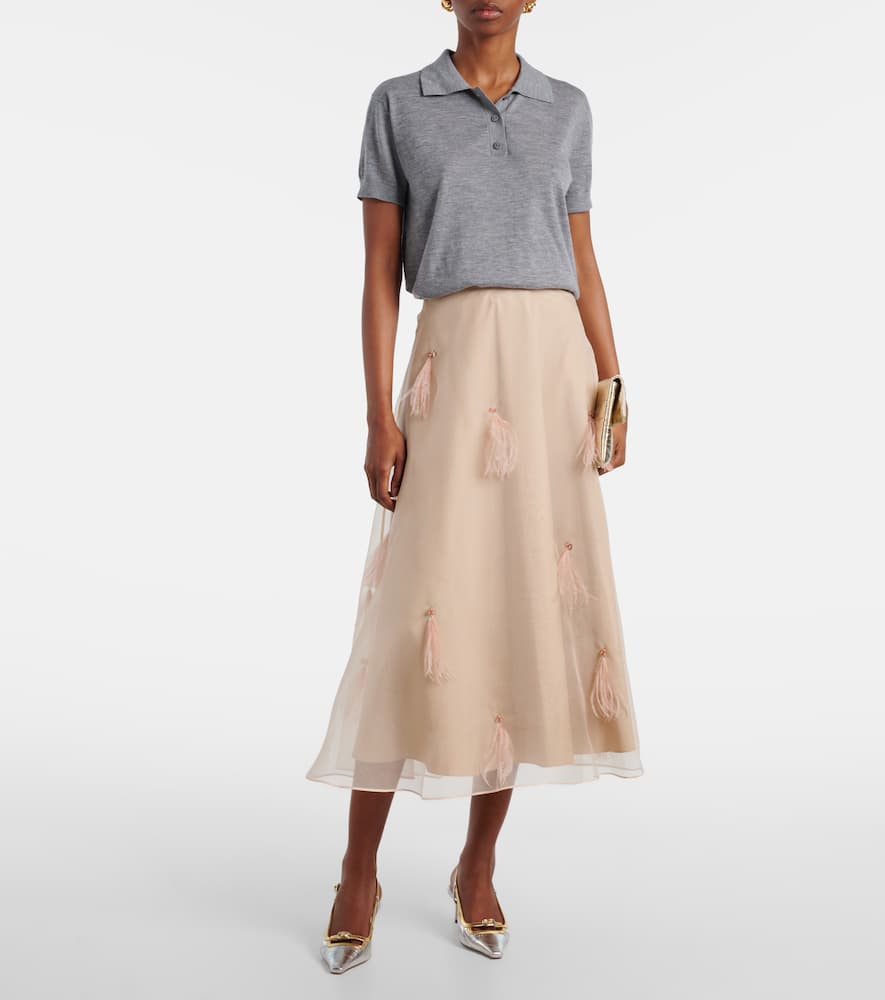 Sheer Volumes silk organza midi skirt